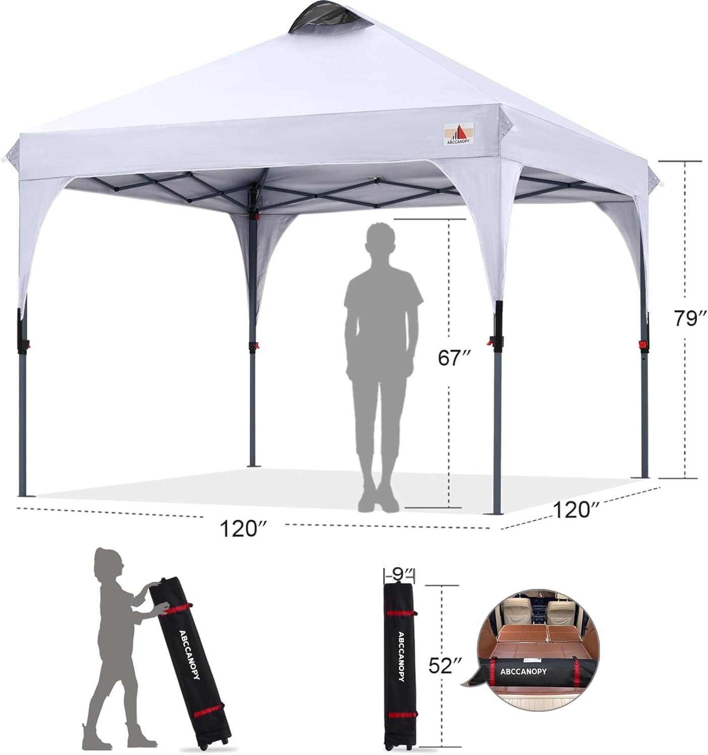 Abccanopy Gazebo Pieghevole 3x3m Impermeabile - immagine 2