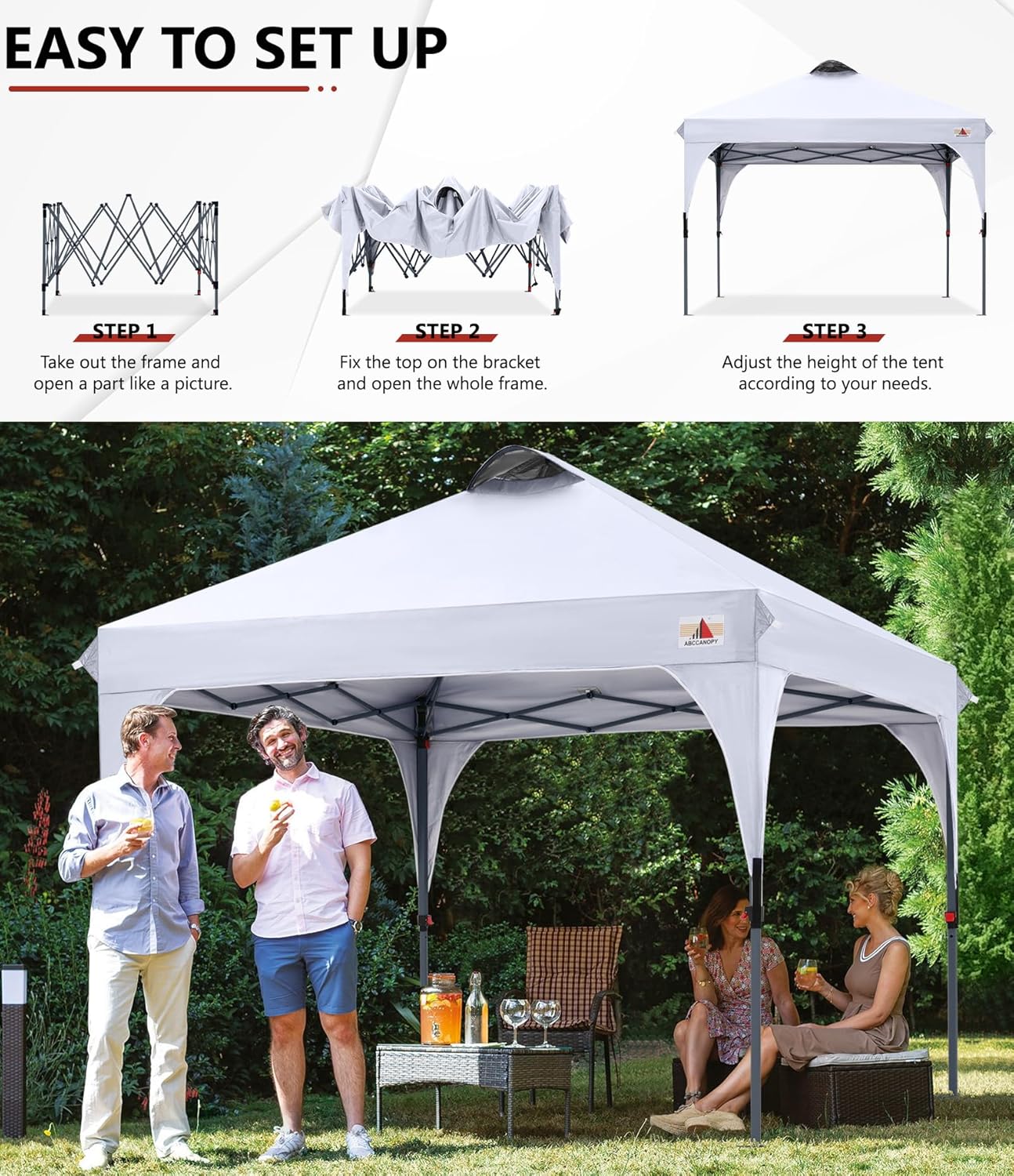 Abccanopy Gazebo Pieghevole 3x3m Impermeabile - immagine 5