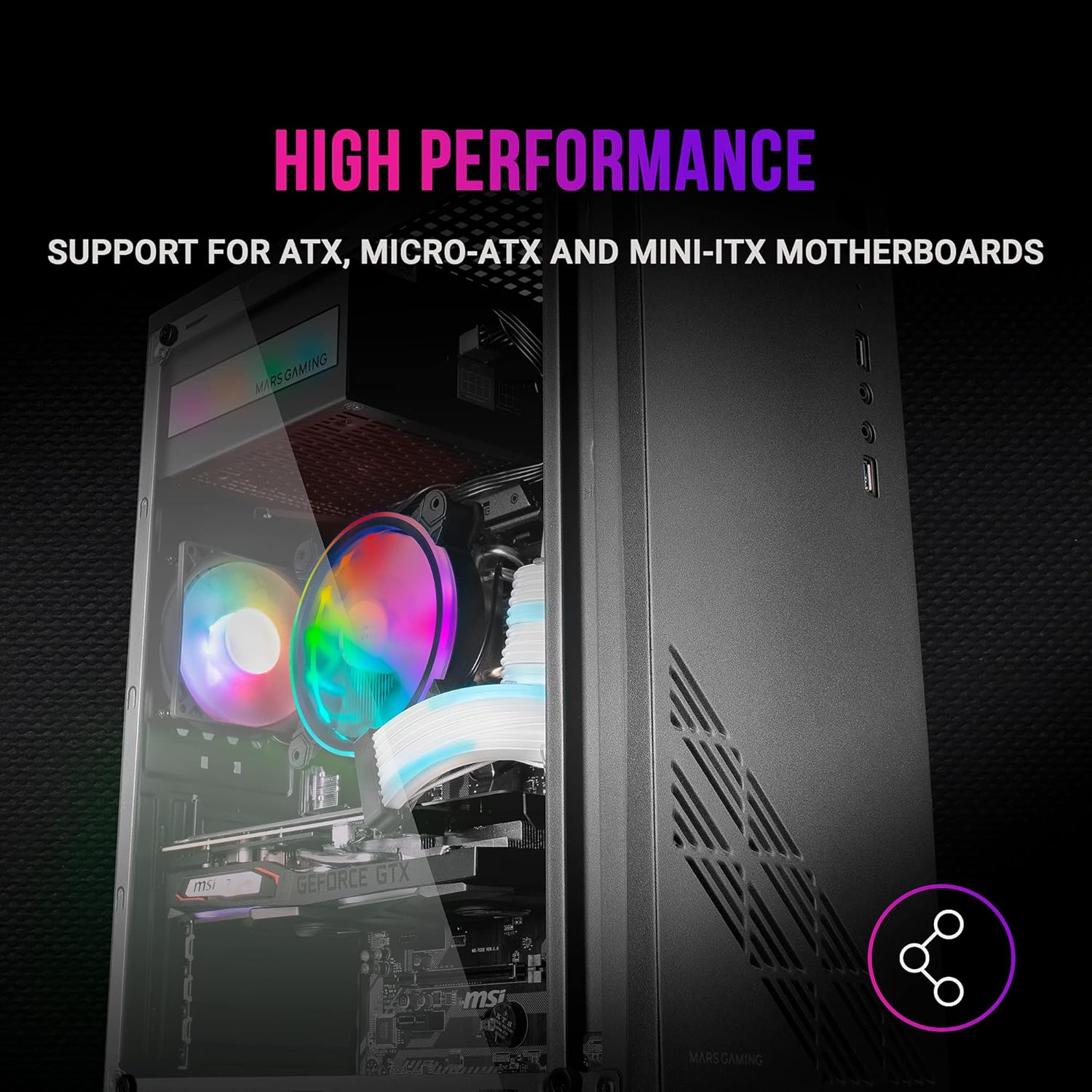 Mars Gaming MC100 - Case ATX Gaming Nero - immagine 5