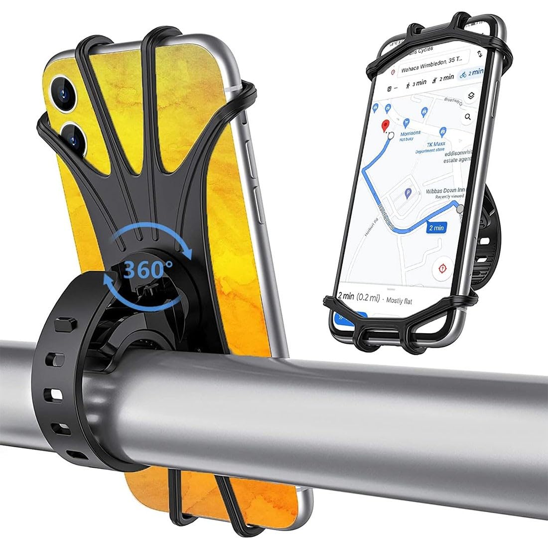 Eouiav Porta Cellulare Bici 360° Rotabile, Nero