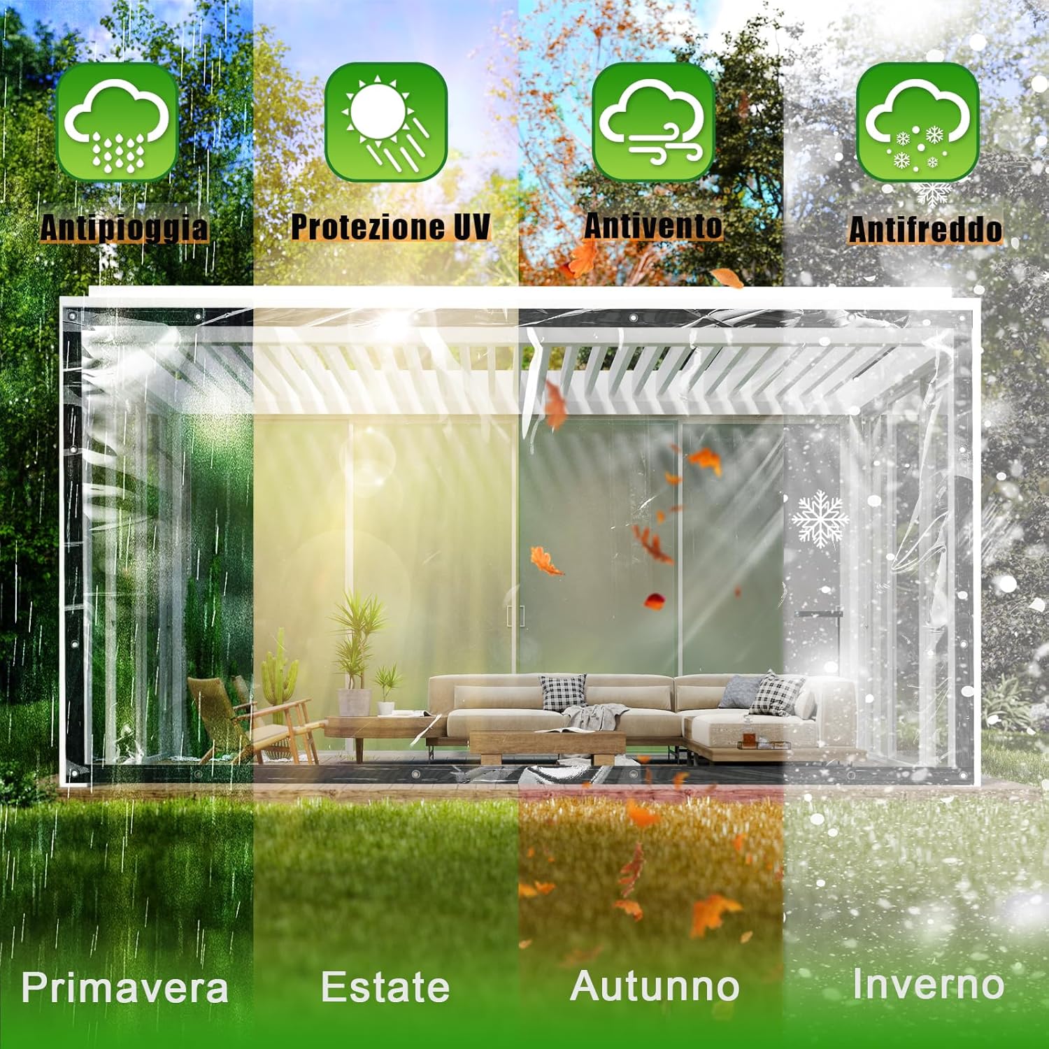 Telo Impermeabile Esterno Trasparente 2.4x3 m - immagine 3