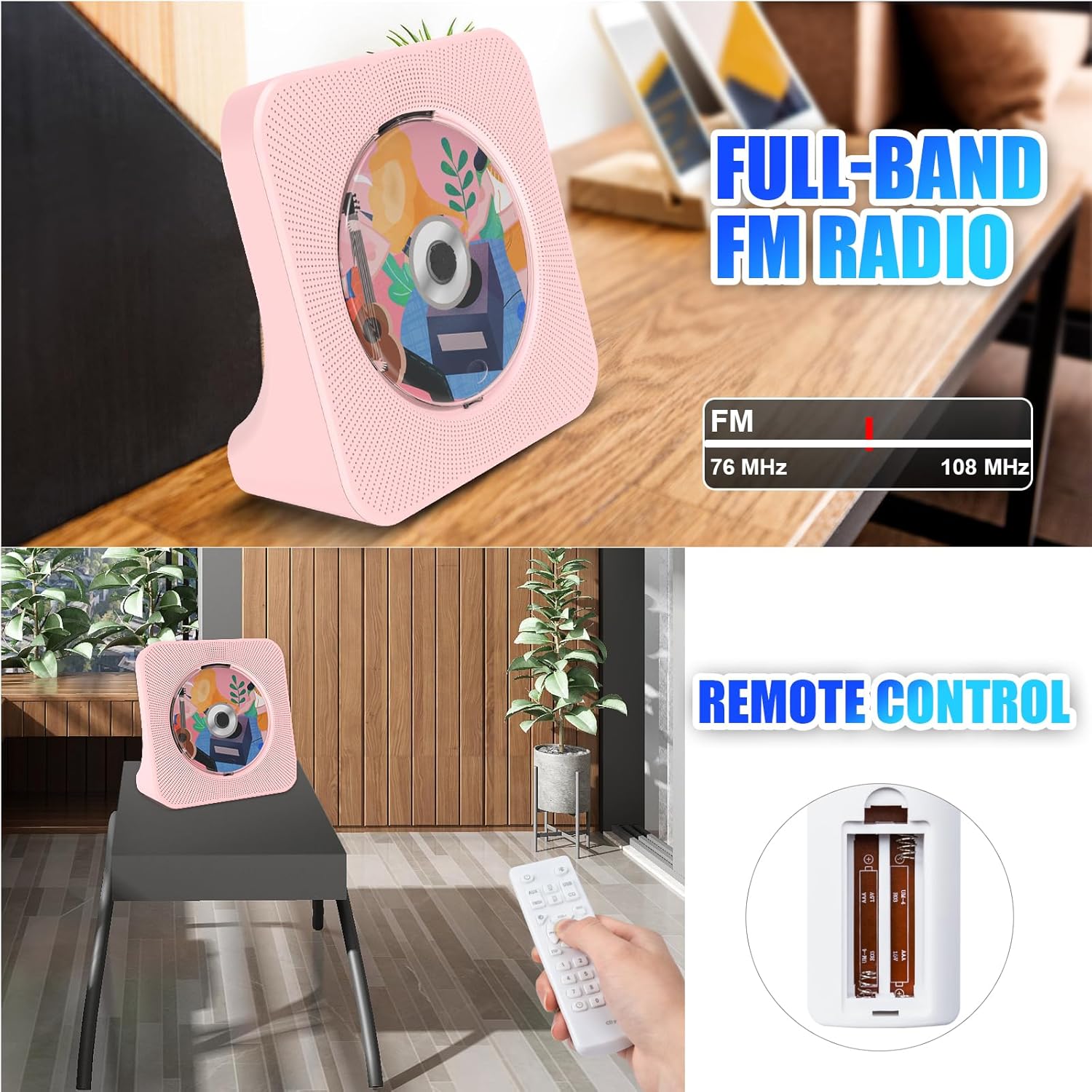 Gueray Lettore CD Portatile con Montaggio a Parete - immagine 5