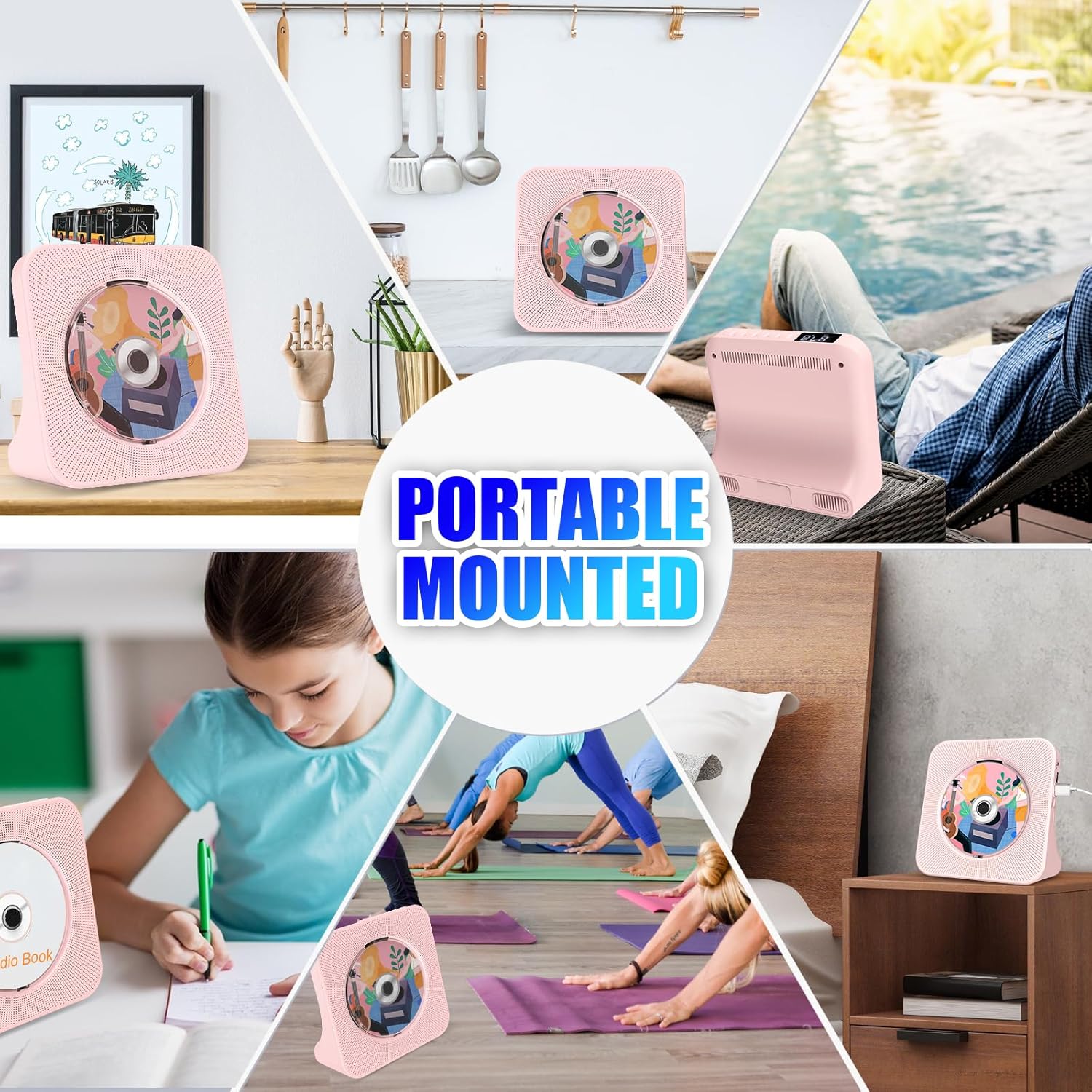 Gueray Lettore CD Portatile con Montaggio a Parete - immagine 8