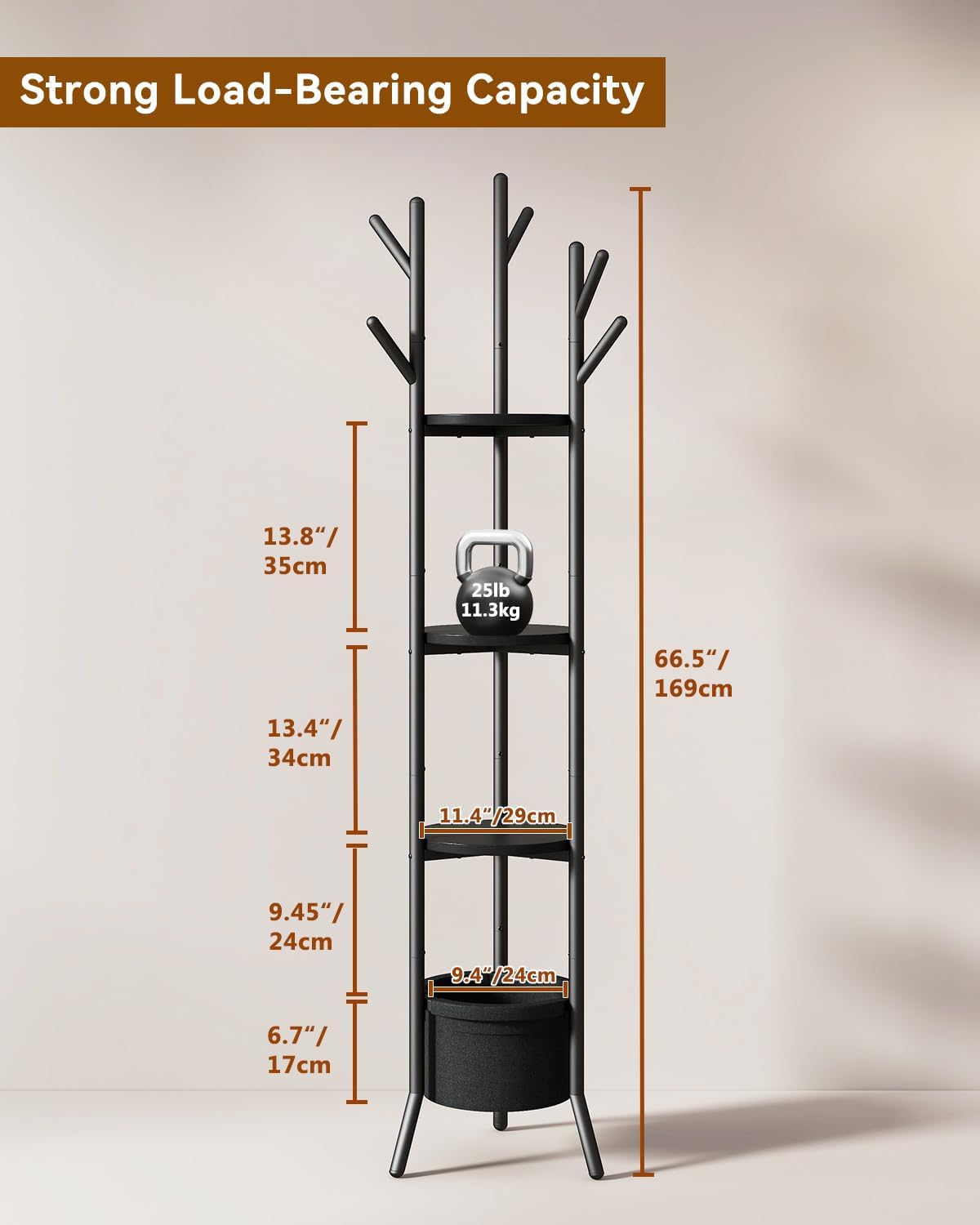 Ymyny Appendiabiti con Ripiani e Cestino, Nero - immagine 5