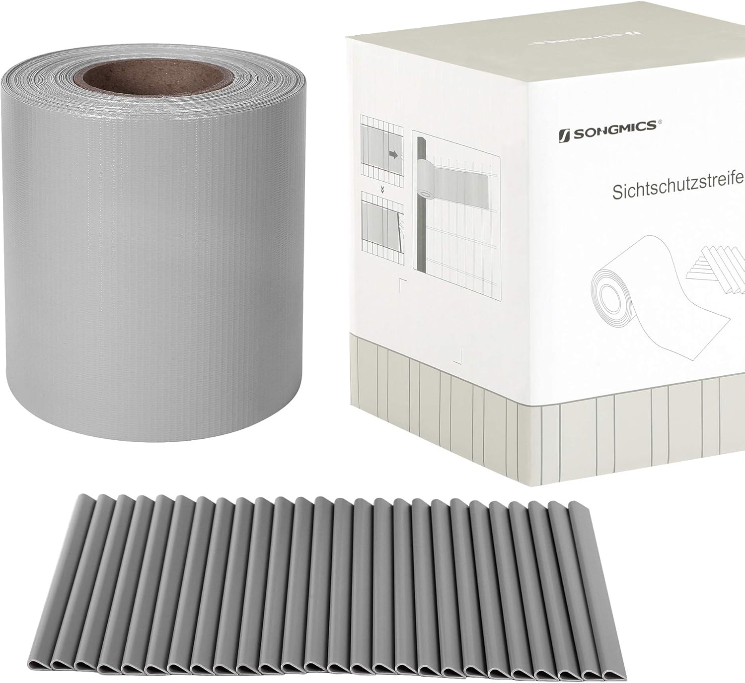 Songmics Strisce Privacy in PVC 40m x 19cm, Grigio Chiaro - immagine 3