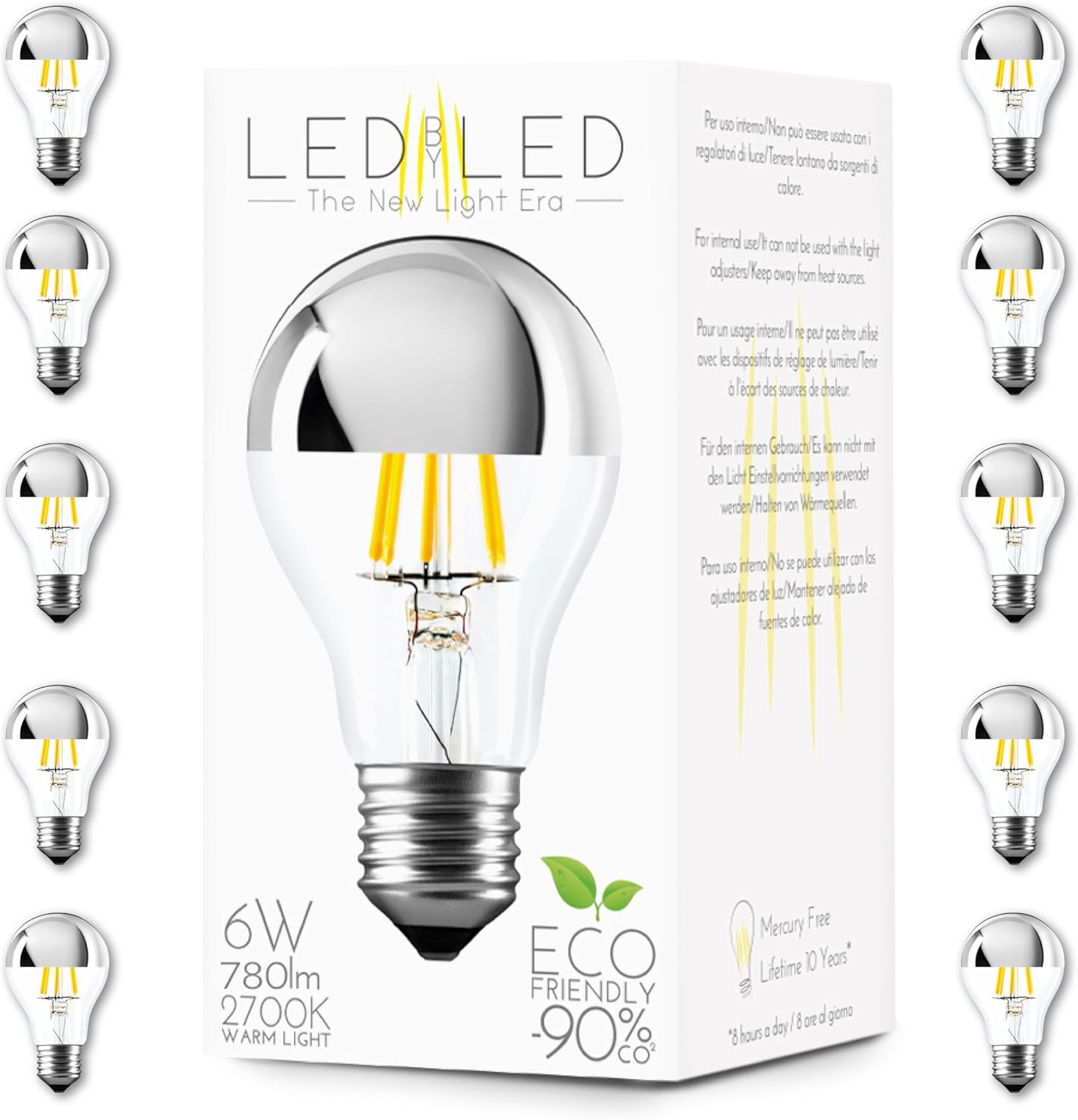 Lampadina Goccia Specchio LED E27 6W (Pack 10 Pezzi) - immagine 1