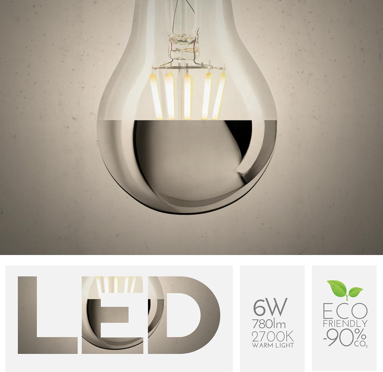 Lampadina Goccia Specchio LED E27 6W (Pack 10 Pezzi) - immagine 3