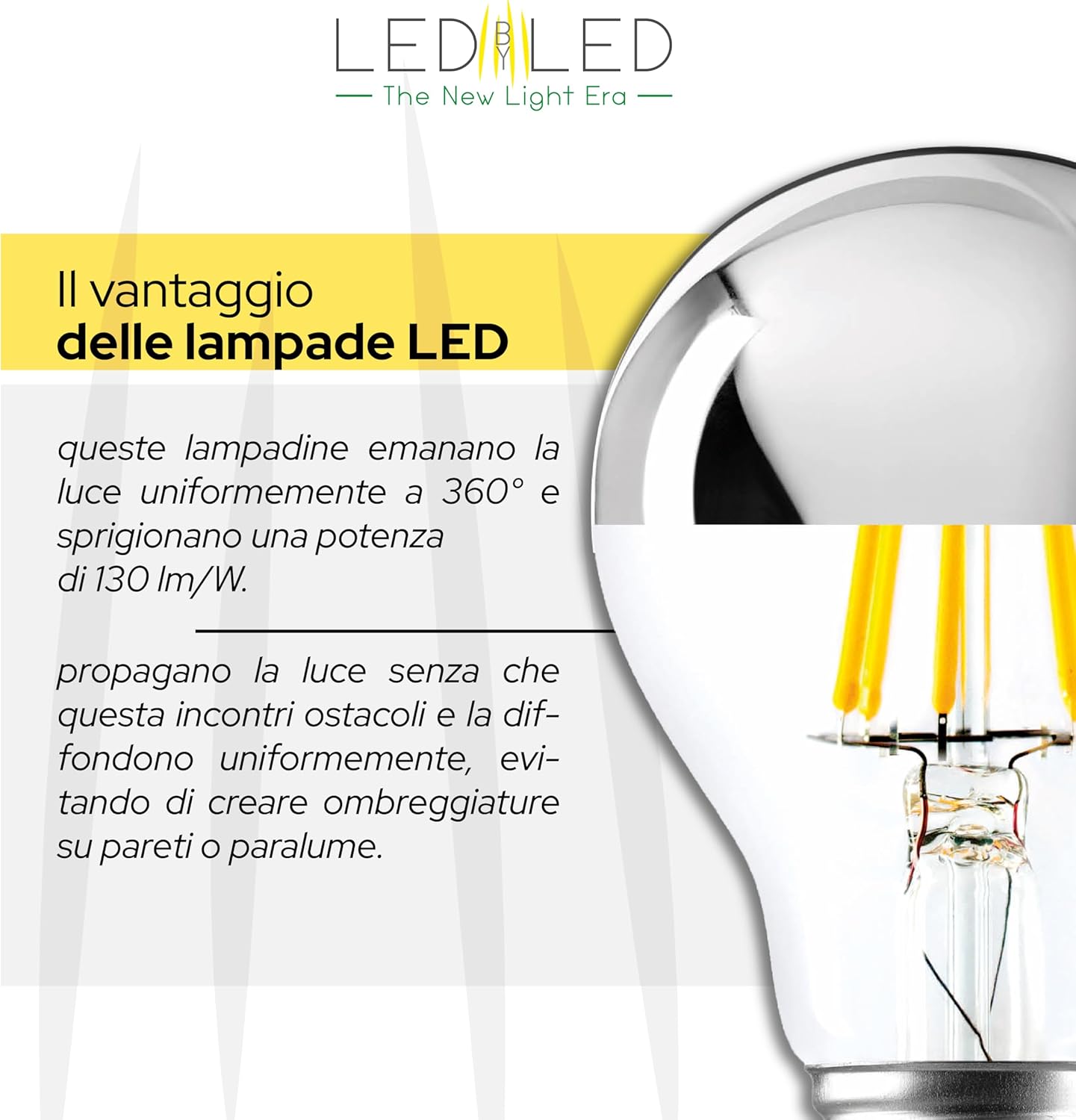 Lampadina Goccia Specchio LED E27 6W (Pack 10 Pezzi) - immagine 4