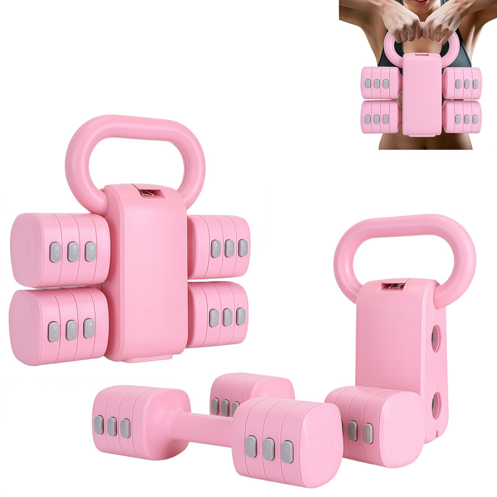 Set Manubri e Kettlebell Regolabili 2 in 1