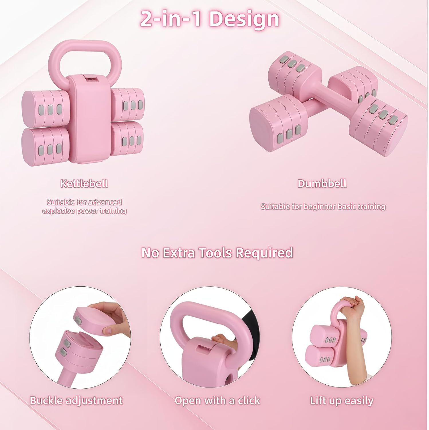 Set Manubri e Kettlebell Regolabili 2 in 1 - immagine 2