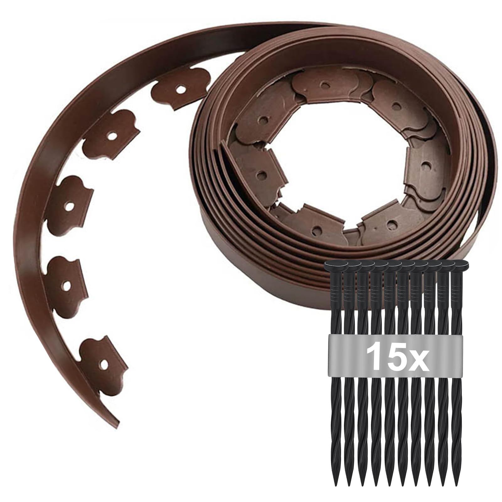 Bordura per Giardino 5m x 5cm con 15 Picchetti, Bruno