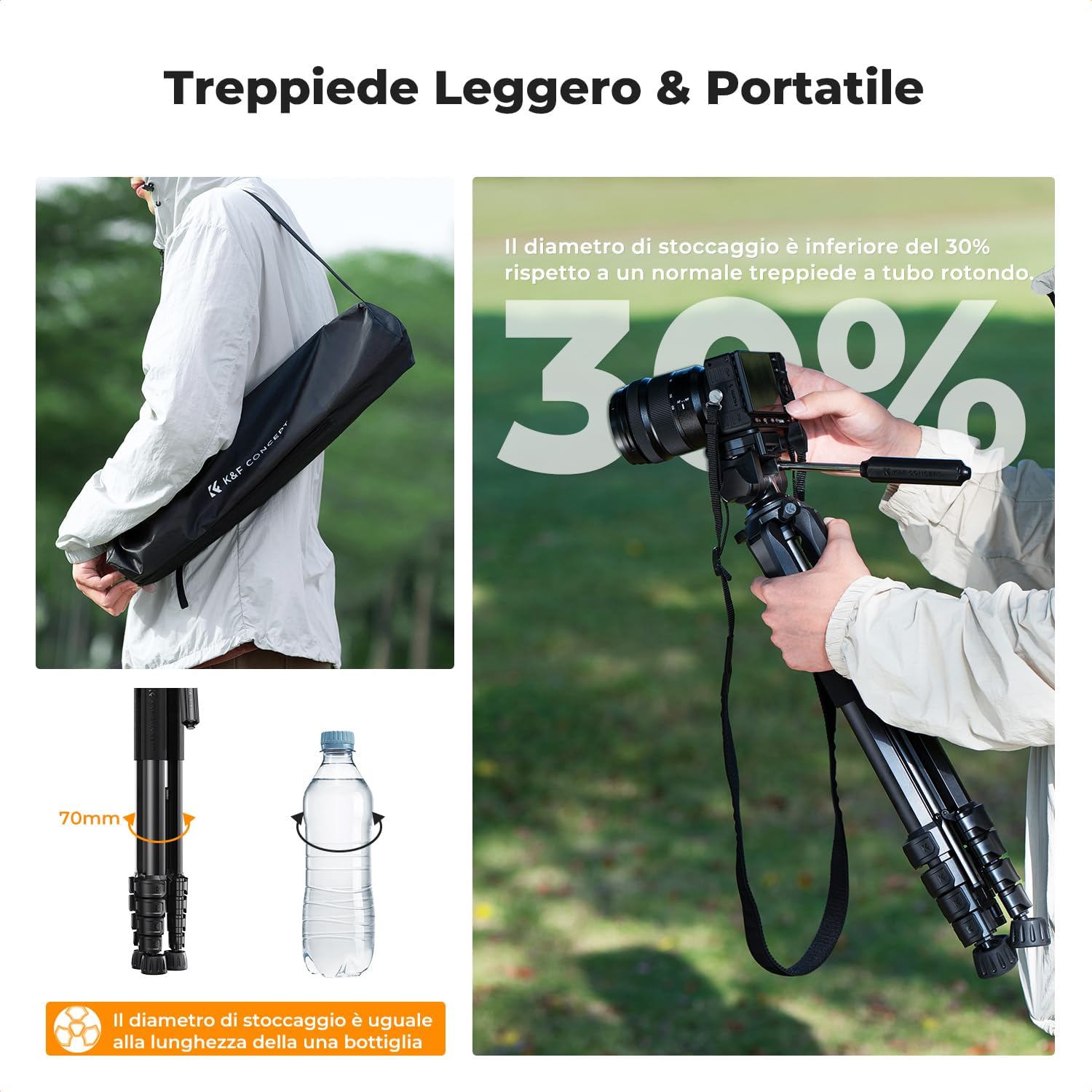 K&f Concept Treppiede Fotocamera e Smartphone 48-190cm - immagine 3