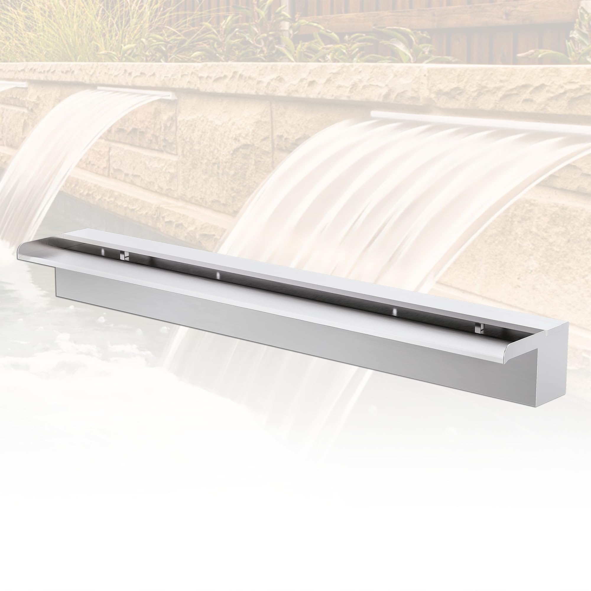 Longrunnew Kit Cascata Piscina Laghetto Acciaio Inox 90cm