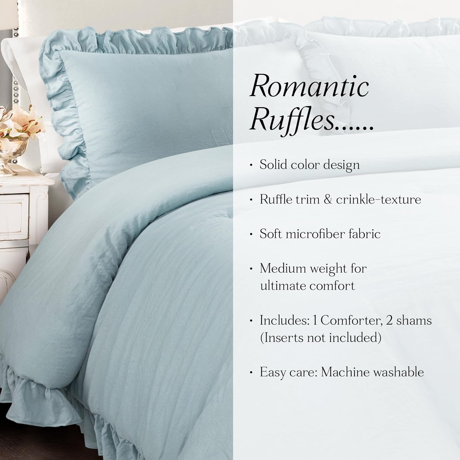 Lush Decor Reyna Comforter Lake Blue - Set Biancheria Letto - immagine 6