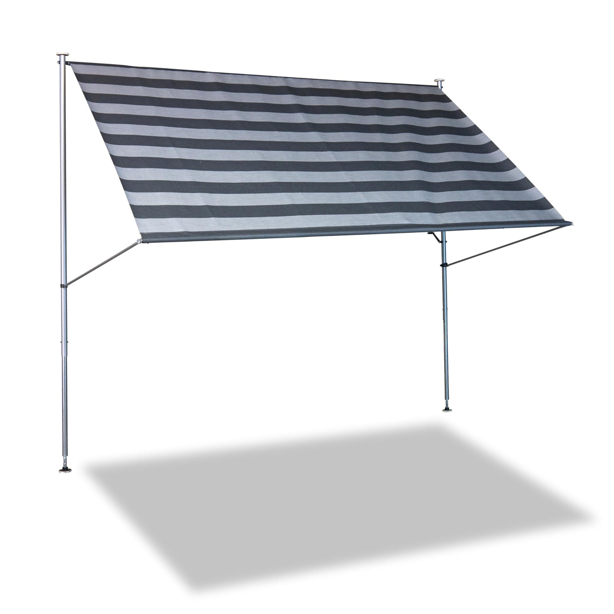Angerer Tenda da Sole Premium a Strisce Grigio Scuro 300 cm con Morsetto, Grigio