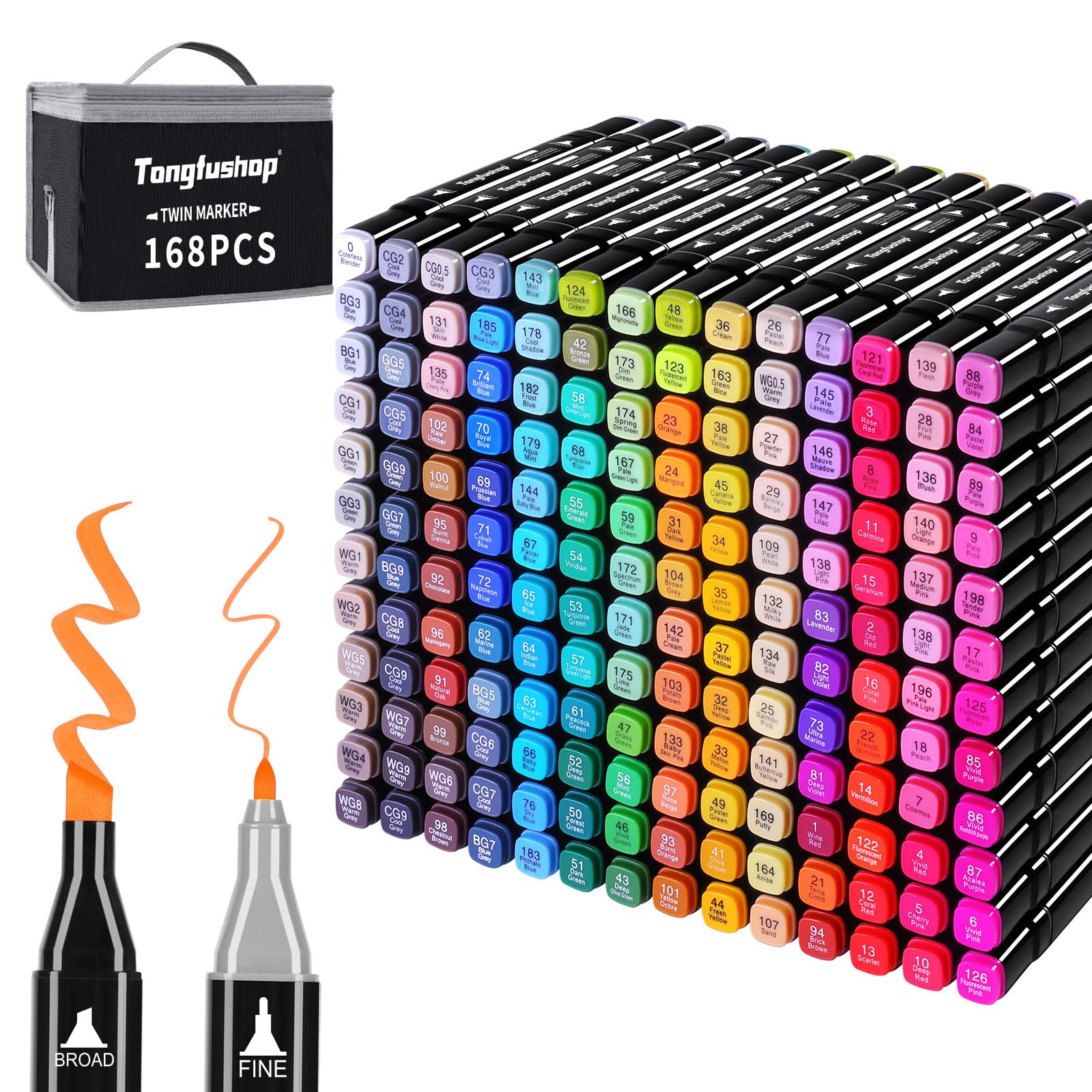 Tongfushop Pennarelli Doppia Punta 168+2 Colori