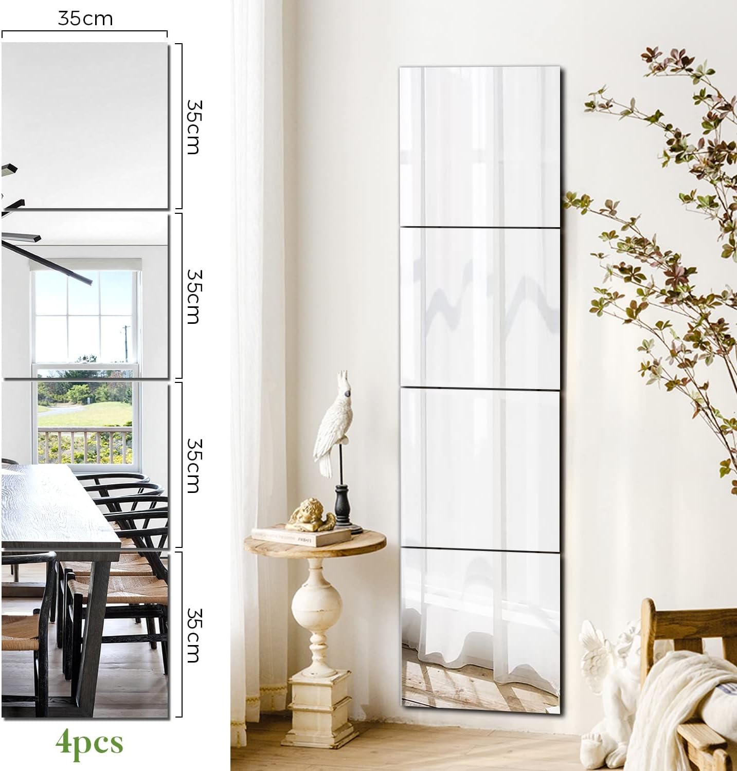 Sqinor Specchio da Parete Lungo Adesivo Rettangolare - immagine 2