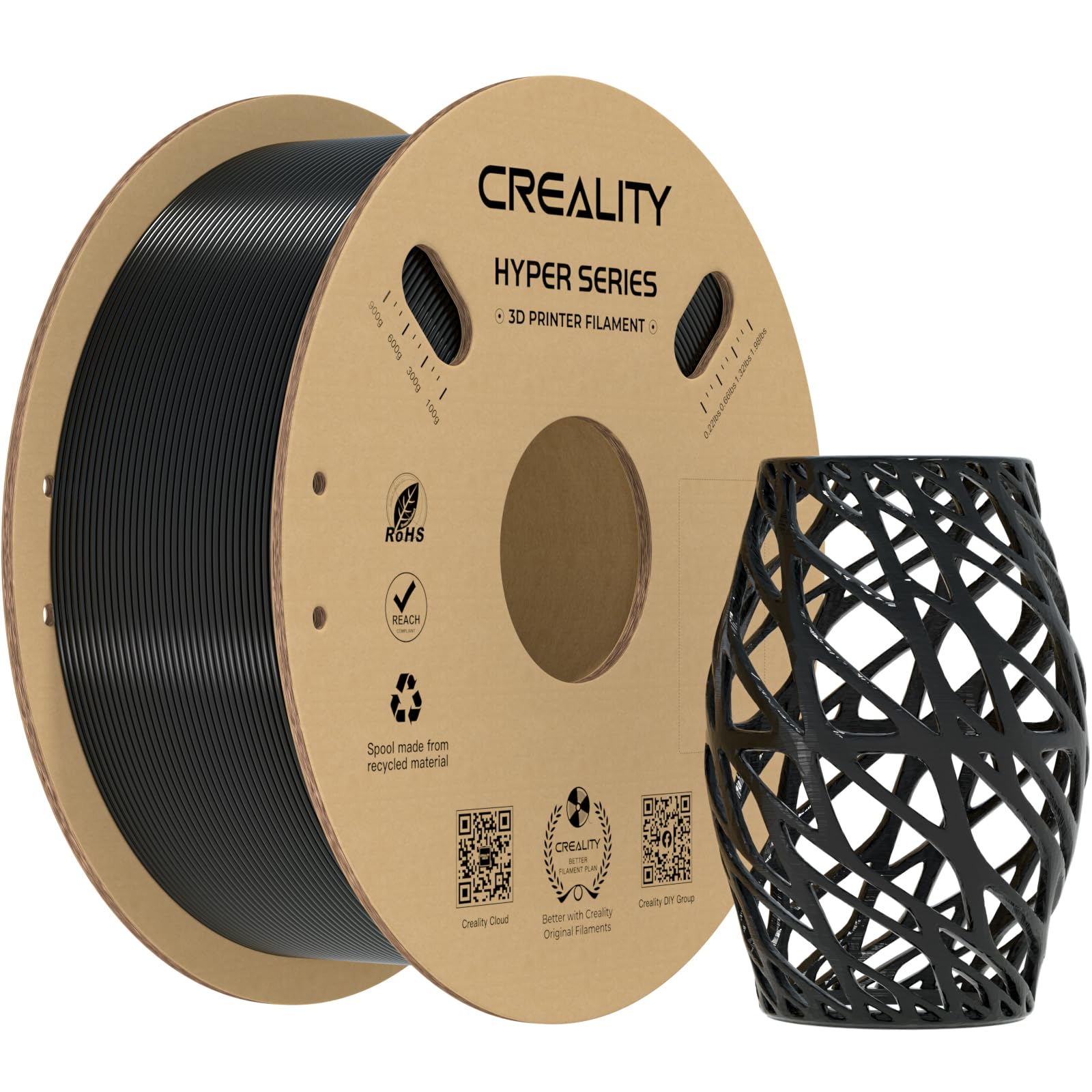 Creality Hyper PETG PLA Filamento 1.75mm Nero 1kg