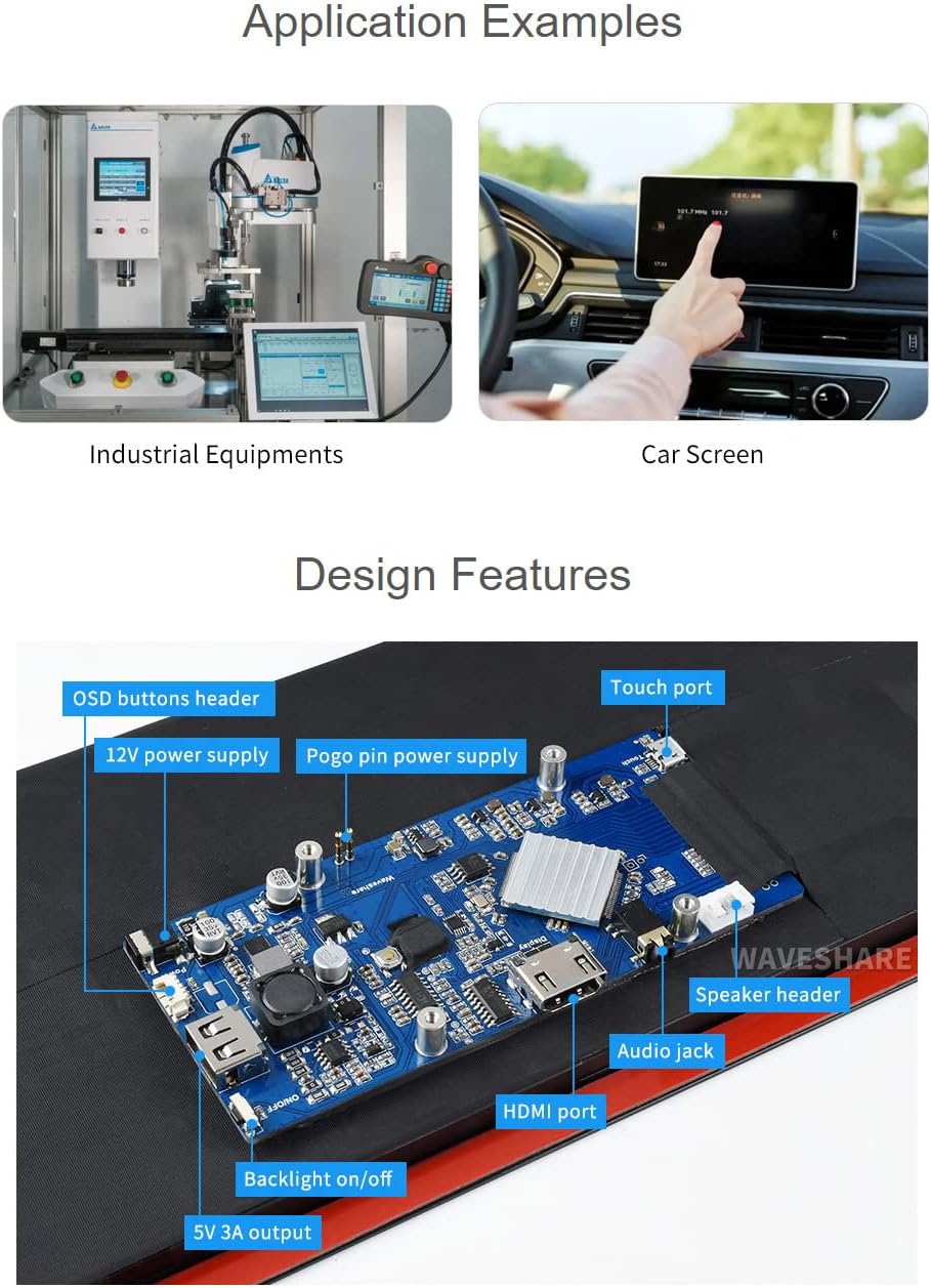 Waveshare 12.3" Touch Screen LCD HDMI IPS 1920x720 - immagine 7