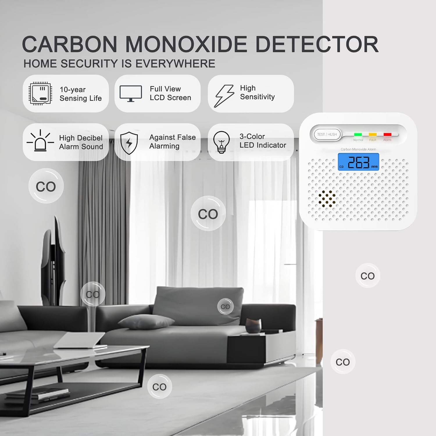 Rilevatore Monossido di Carbonio Smart WiFi 10 Anni (4pz) - immagine 2