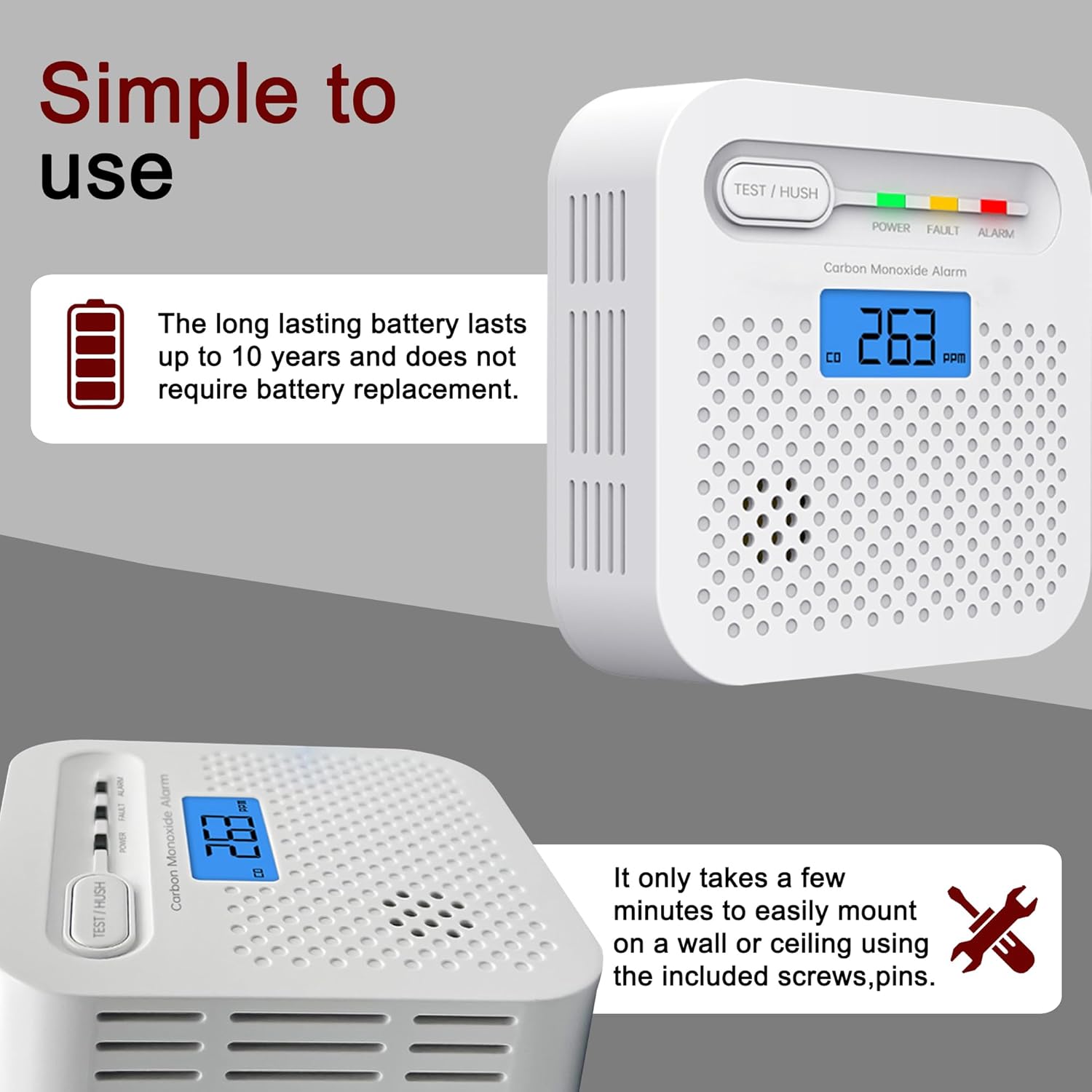 Rilevatore Monossido di Carbonio Smart WiFi 10 Anni (4pz) - immagine 4