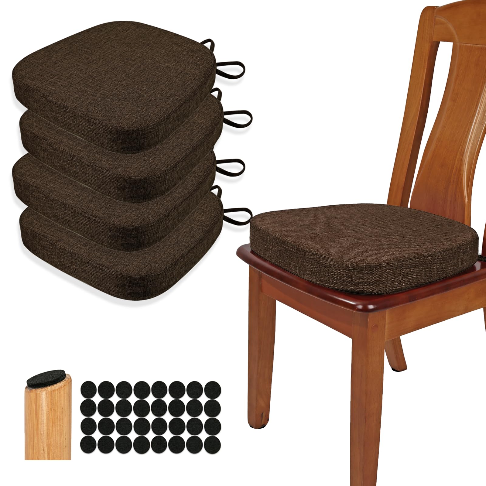 Buyue Set 4 Cuscini Sedia Lino Ispessito a U