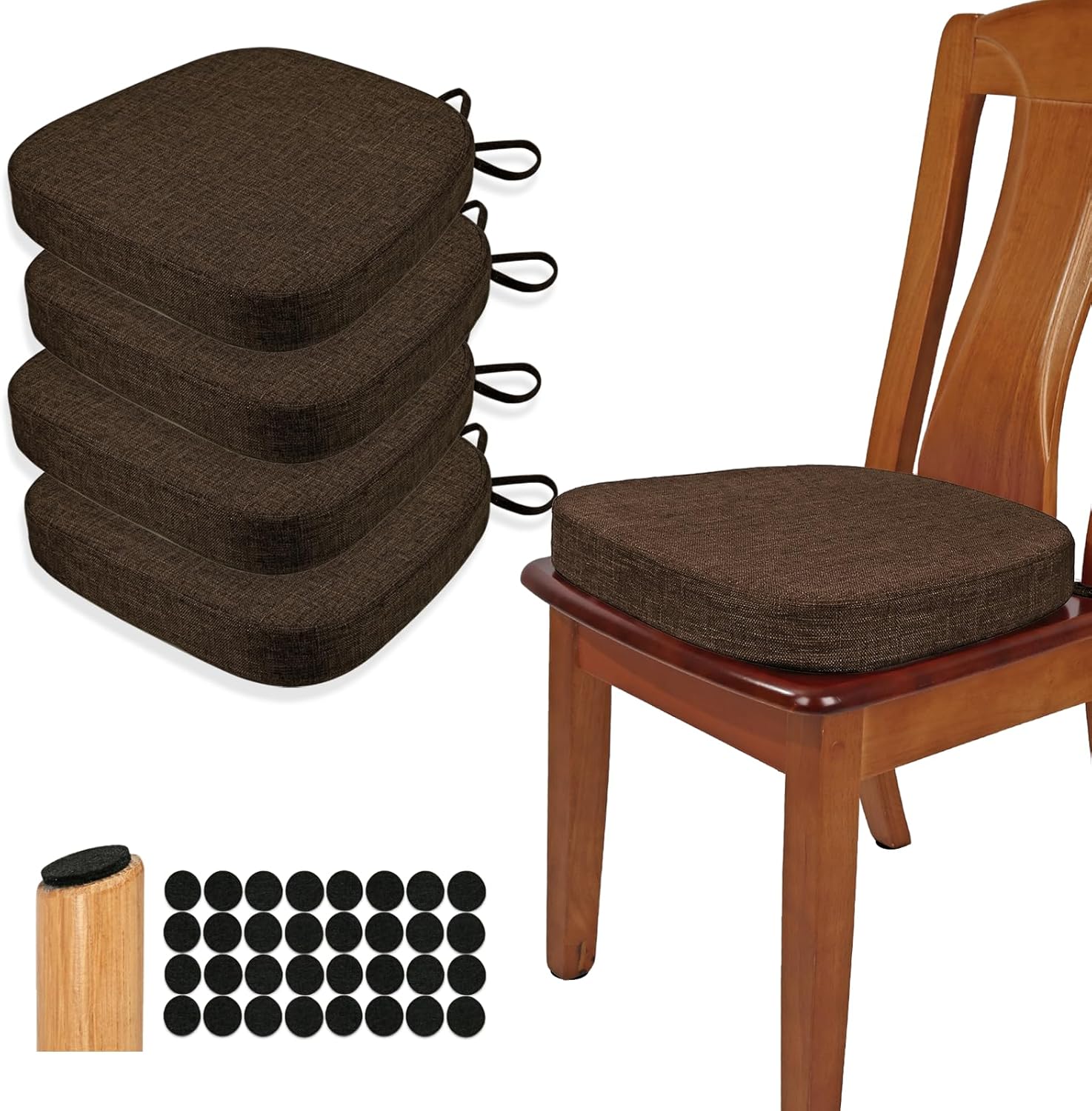 Buyue Set 4 Cuscini Sedia Lino Ispessito a U - immagine 1