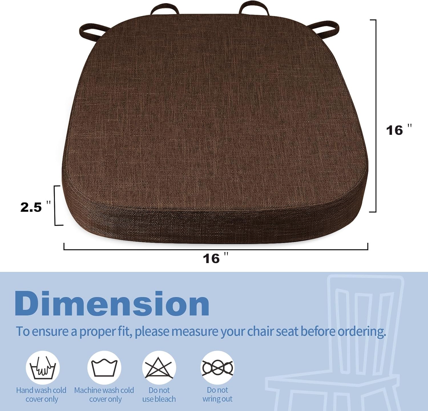 Buyue Set 4 Cuscini Sedia Lino Ispessito a U - immagine 3