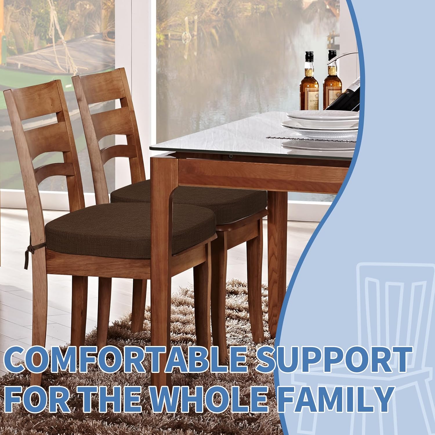 Buyue Set 4 Cuscini Sedia Lino Ispessito a U - immagine 4