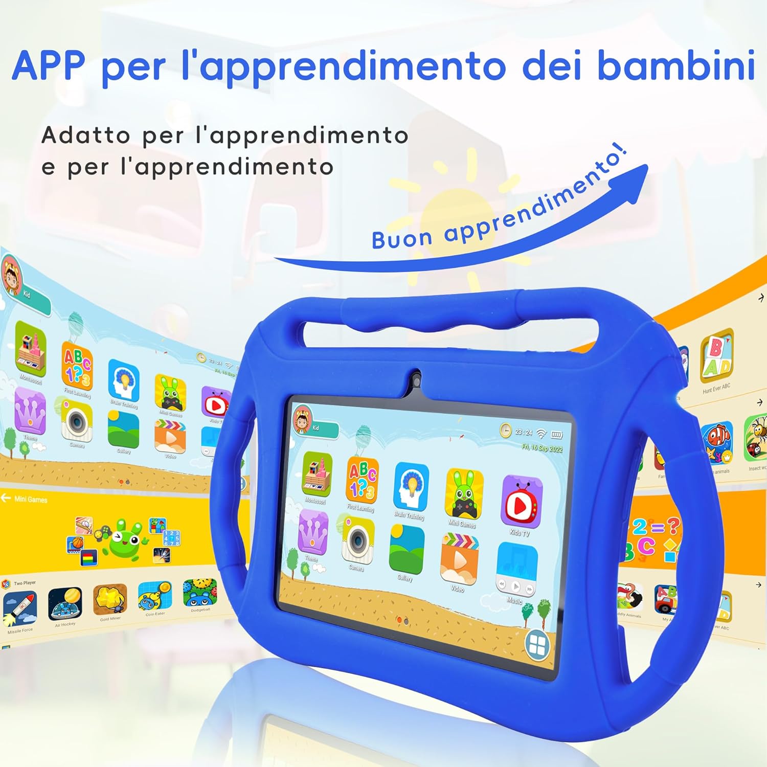 Veidoo Tablet Android per bambini 7 pollici, Blu - immagine 3