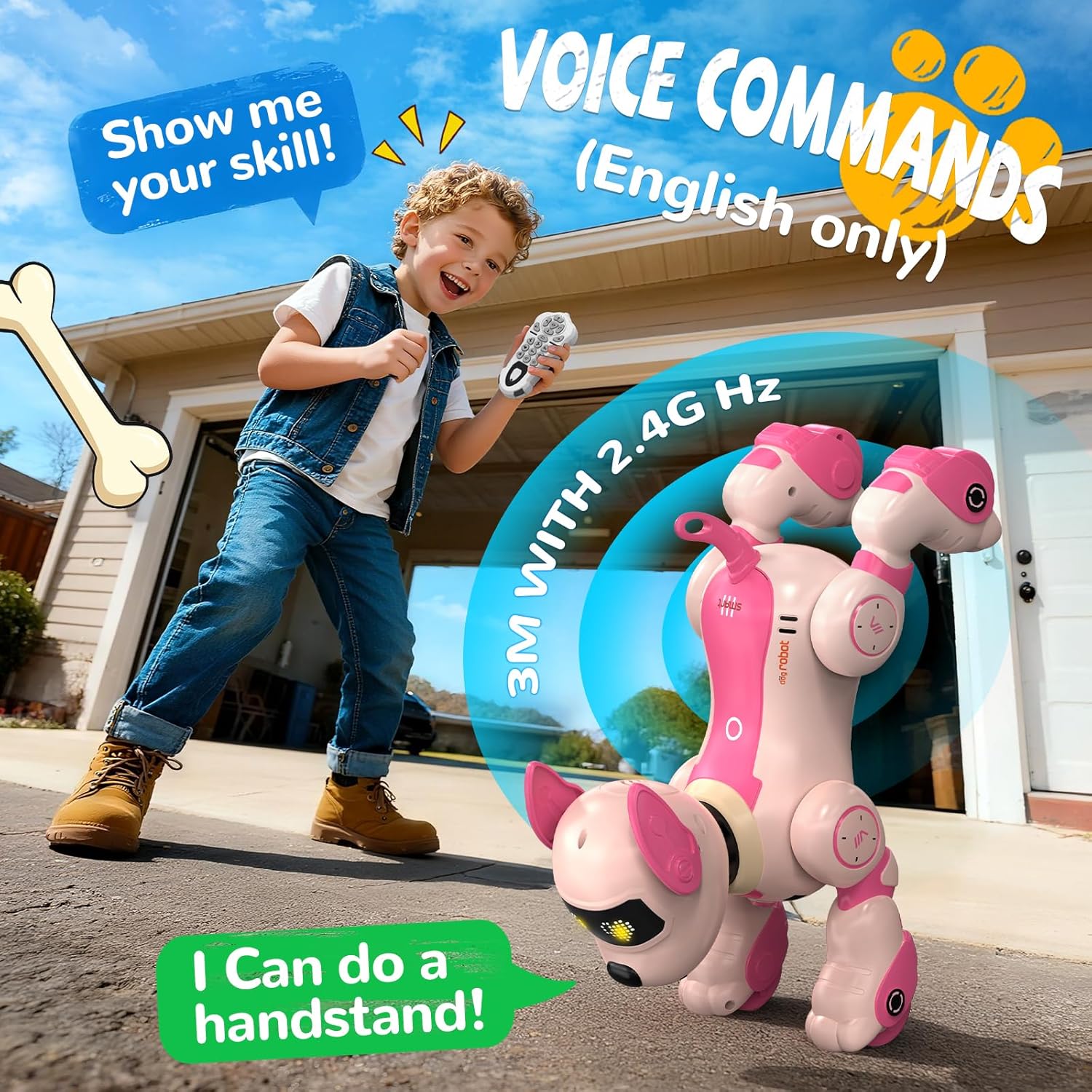 anysun Cane Robot Ricaricabile Programmabile, Rosa - immagine 2