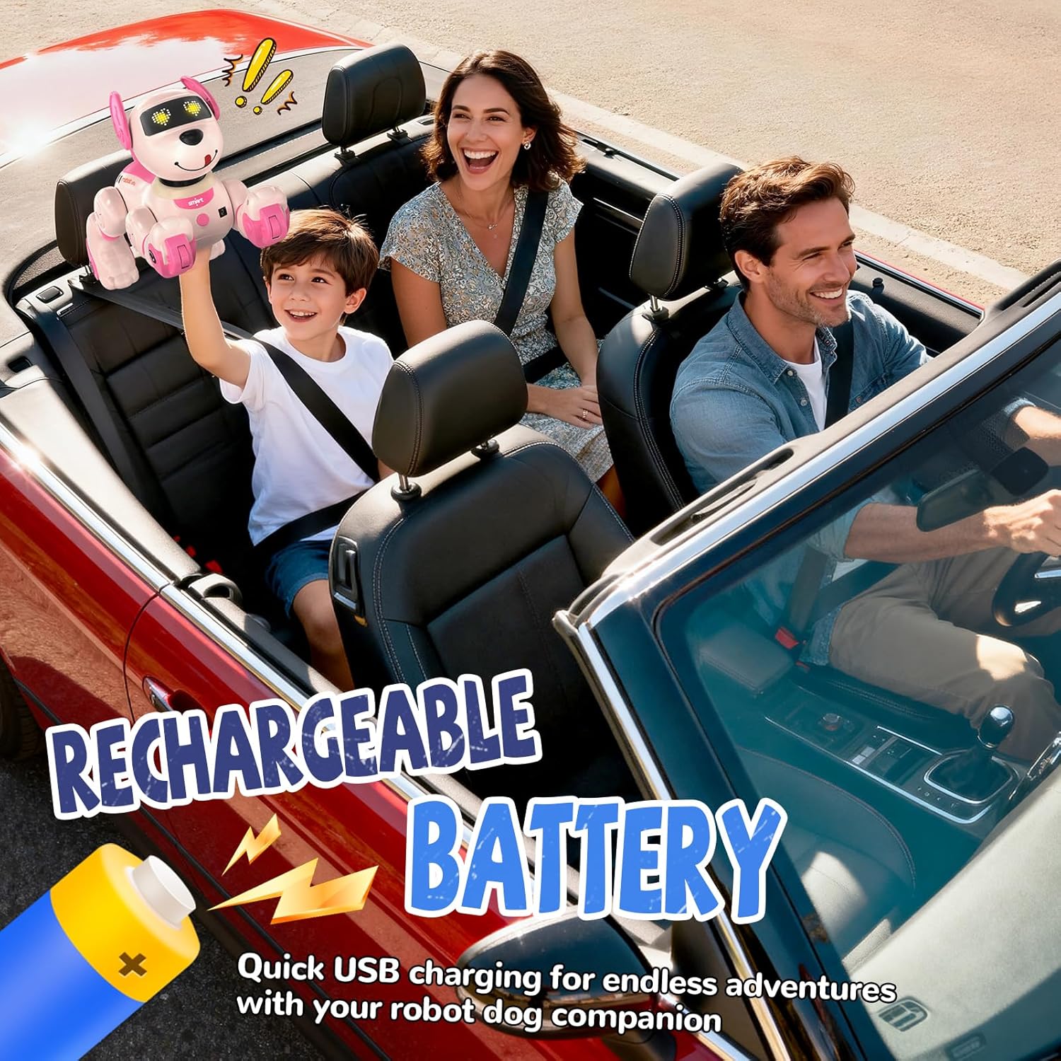 anysun Cane Robot Ricaricabile Programmabile, Rosa - immagine 5