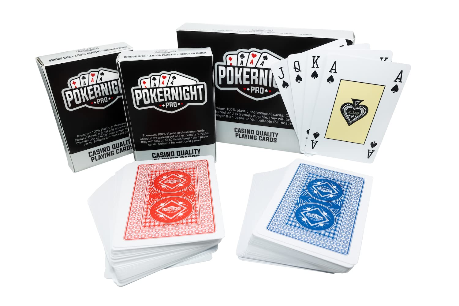 Poker Night Pro - 2 Mazzi Carte da Gioco 100% Plastica