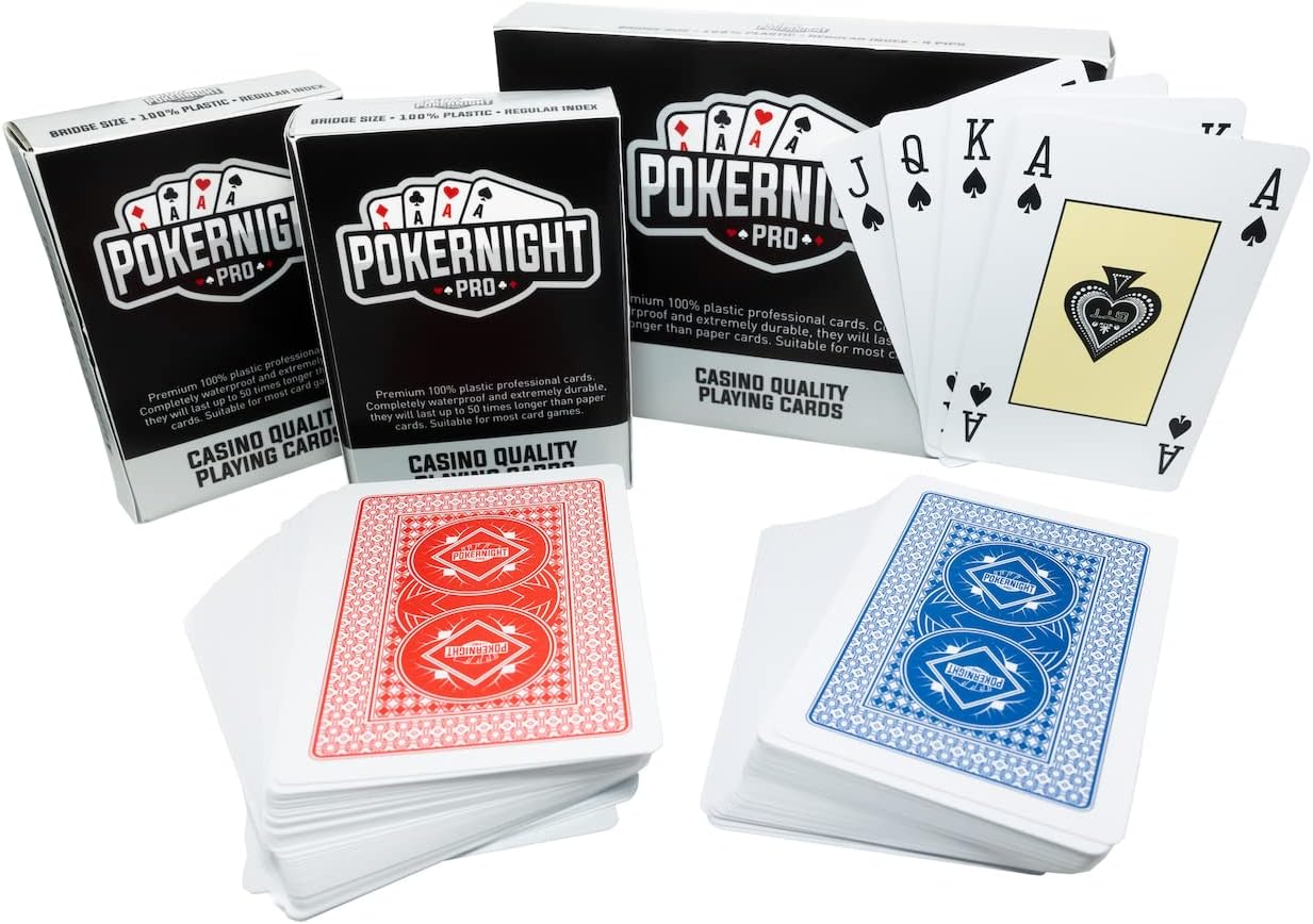 Poker Night Pro - 2 Mazzi Carte da Gioco 100% Plastica - immagine 1