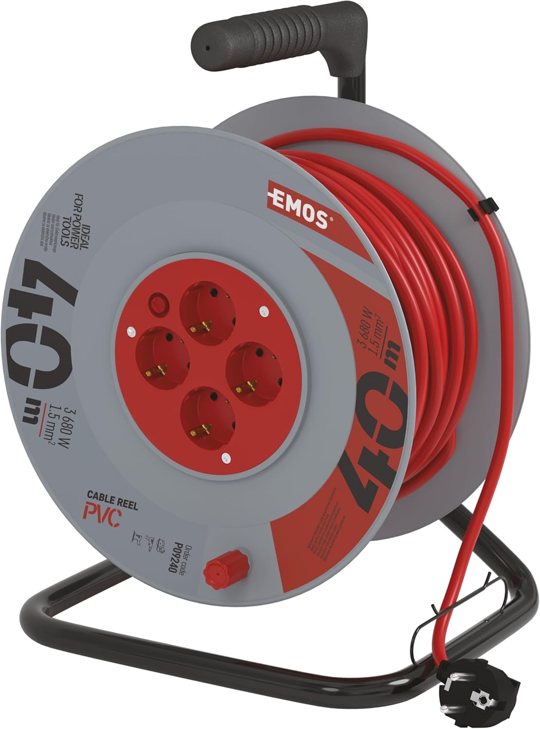 Emos - Avvolgicavo 40m con 4 Prese Schuko - immagine 1