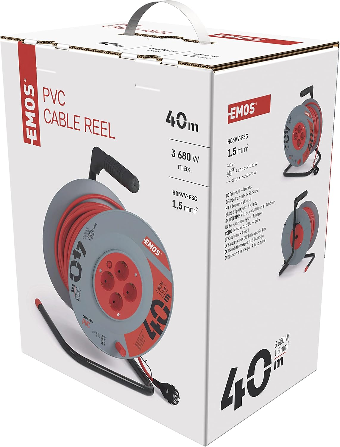 Emos - Avvolgicavo 40m con 4 Prese Schuko - immagine 6