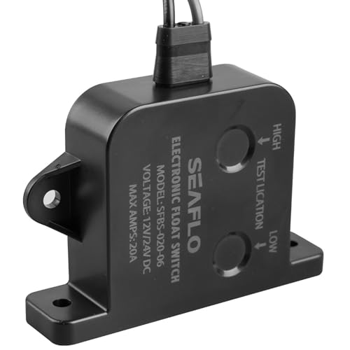 SEAFLO Interruttore a pompa di sentina a campo elettrico a stato solido da 20 A, 12/24 V, sensore intelligente del livello dell'acqua, per pompe di sentina marine, senza parti mobili, garanzia di 4