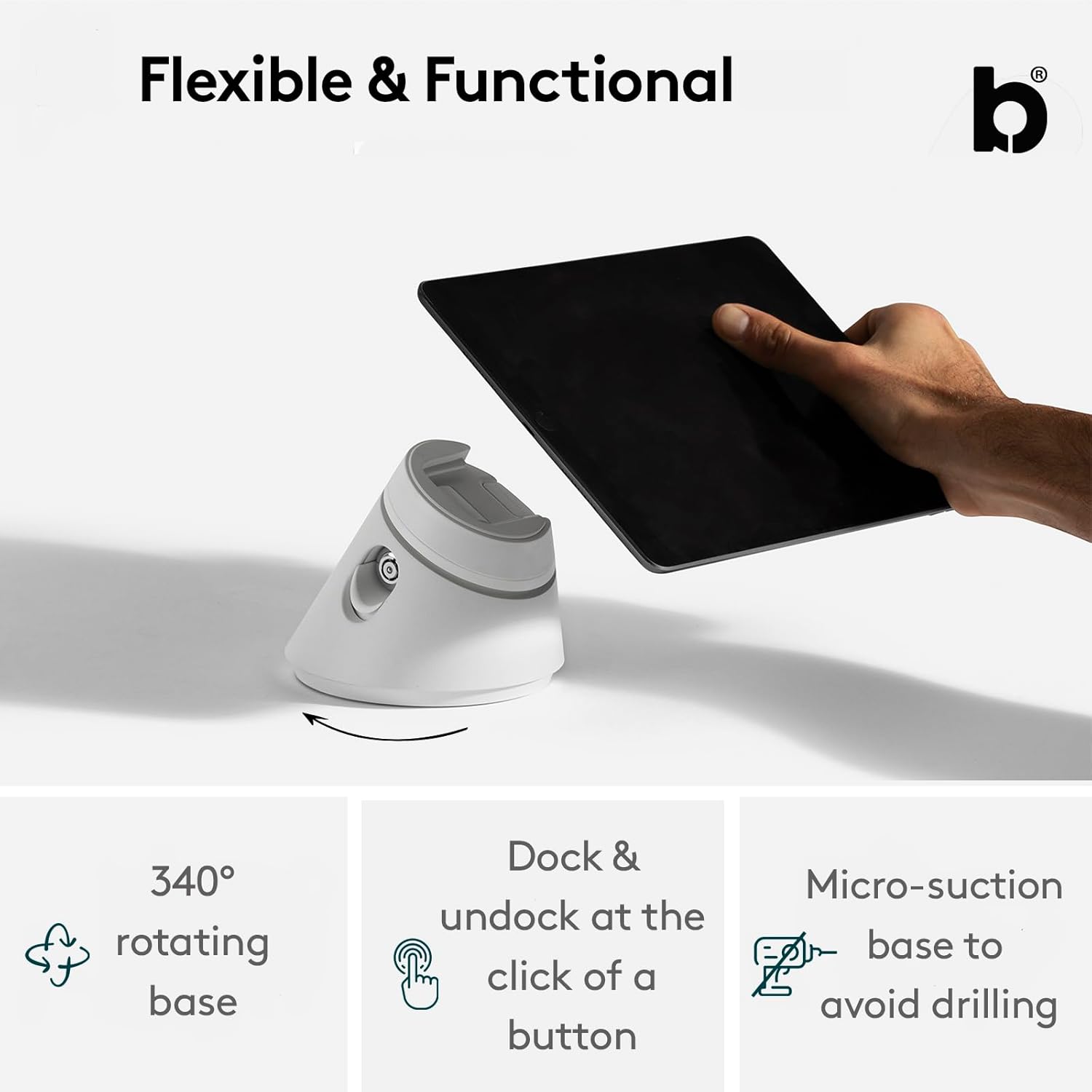 Bouncepad Click Supporto da Tavolo Universale per Tablet, Nero - immagine 2