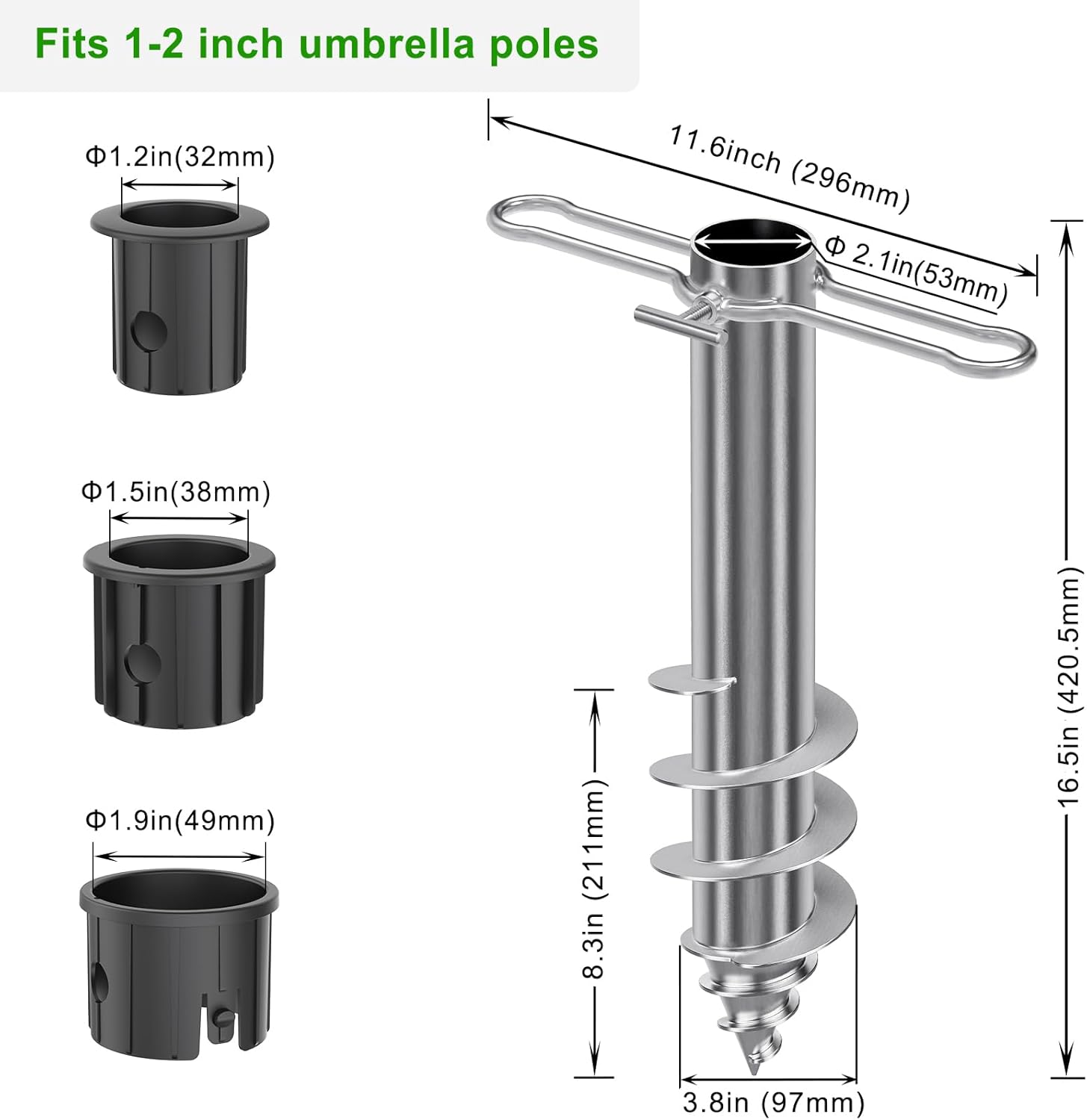 Dolibest Ancoraggio a Terra per Ombrellone 42cm - immagine 6