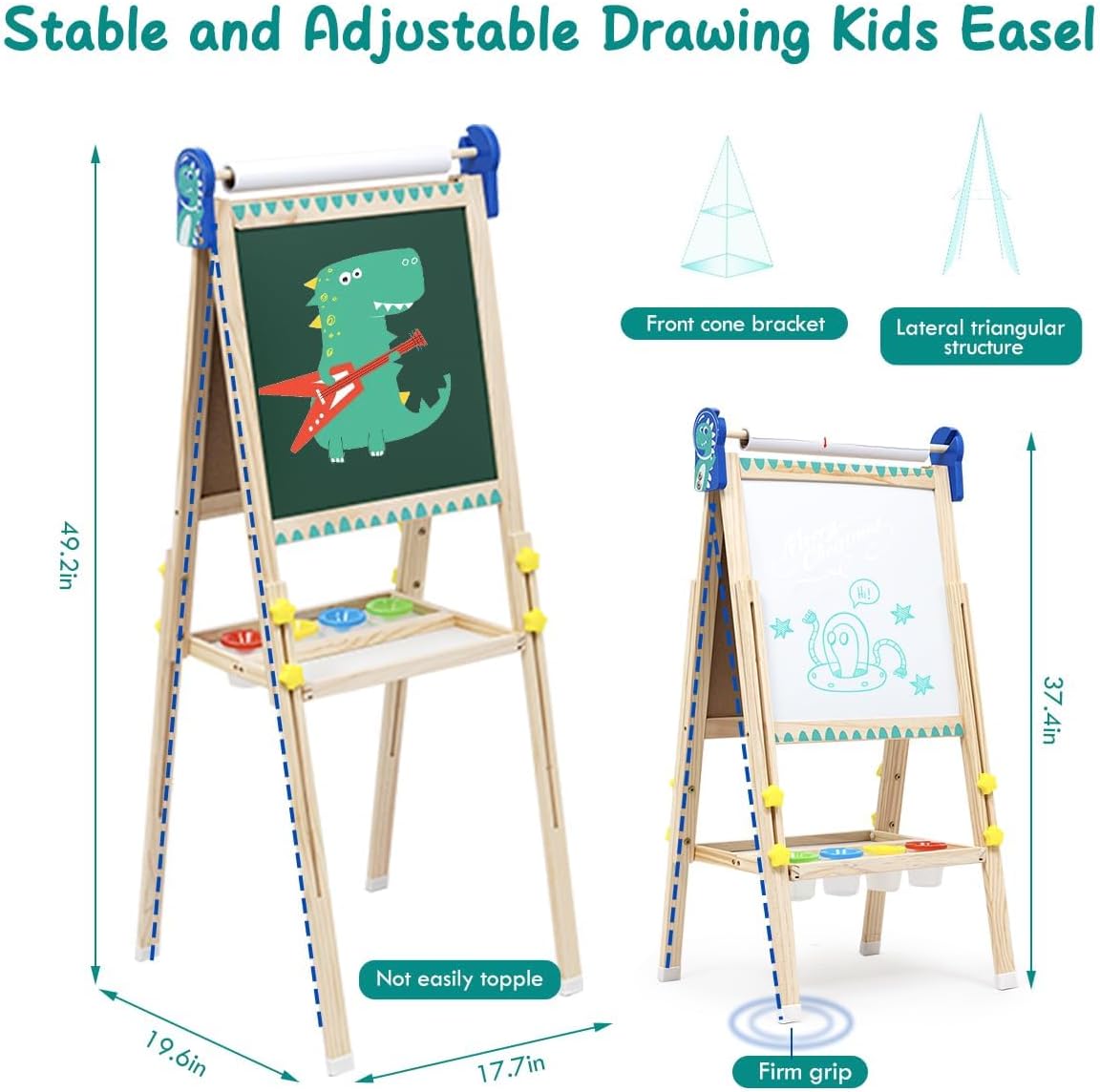 Cavalletto per Bambini a Doppia Faccia in Legno - immagine 2