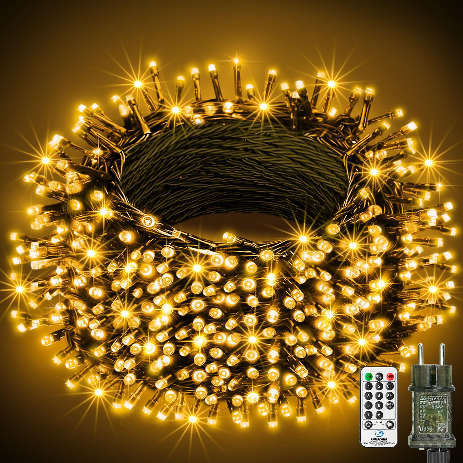 Btfarm Luci Albero di Natale 20M 200 LED Bianco Caldo