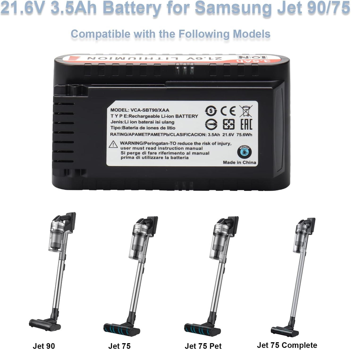 Mxjfyy Batteria Sostitutiva 21.6V 3.5Ah per Samsung Jet - immagine 3