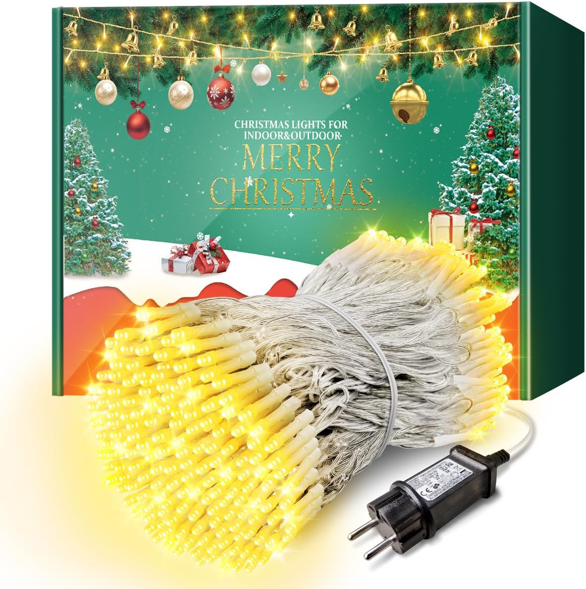 Luci Natale Esterno 35M 300 LED Bianco Caldo - immagine 1