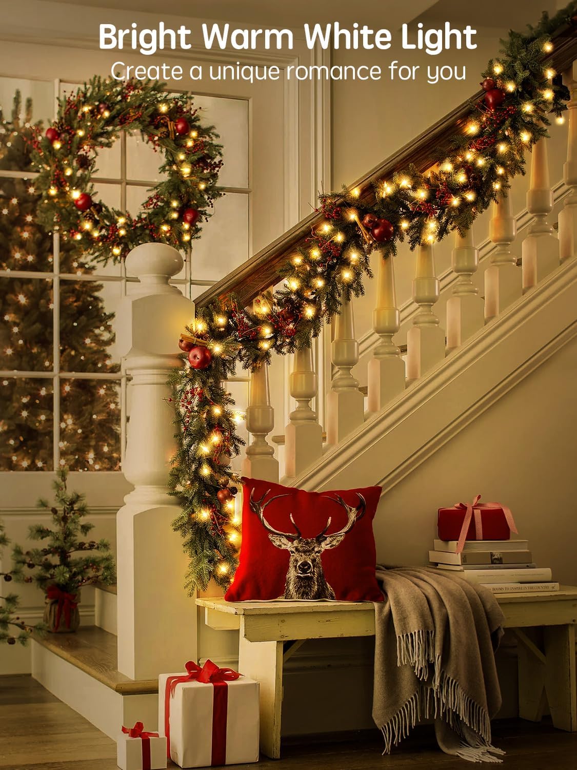 Luci Natale Esterno 35M 300 LED Bianco Caldo - immagine 6