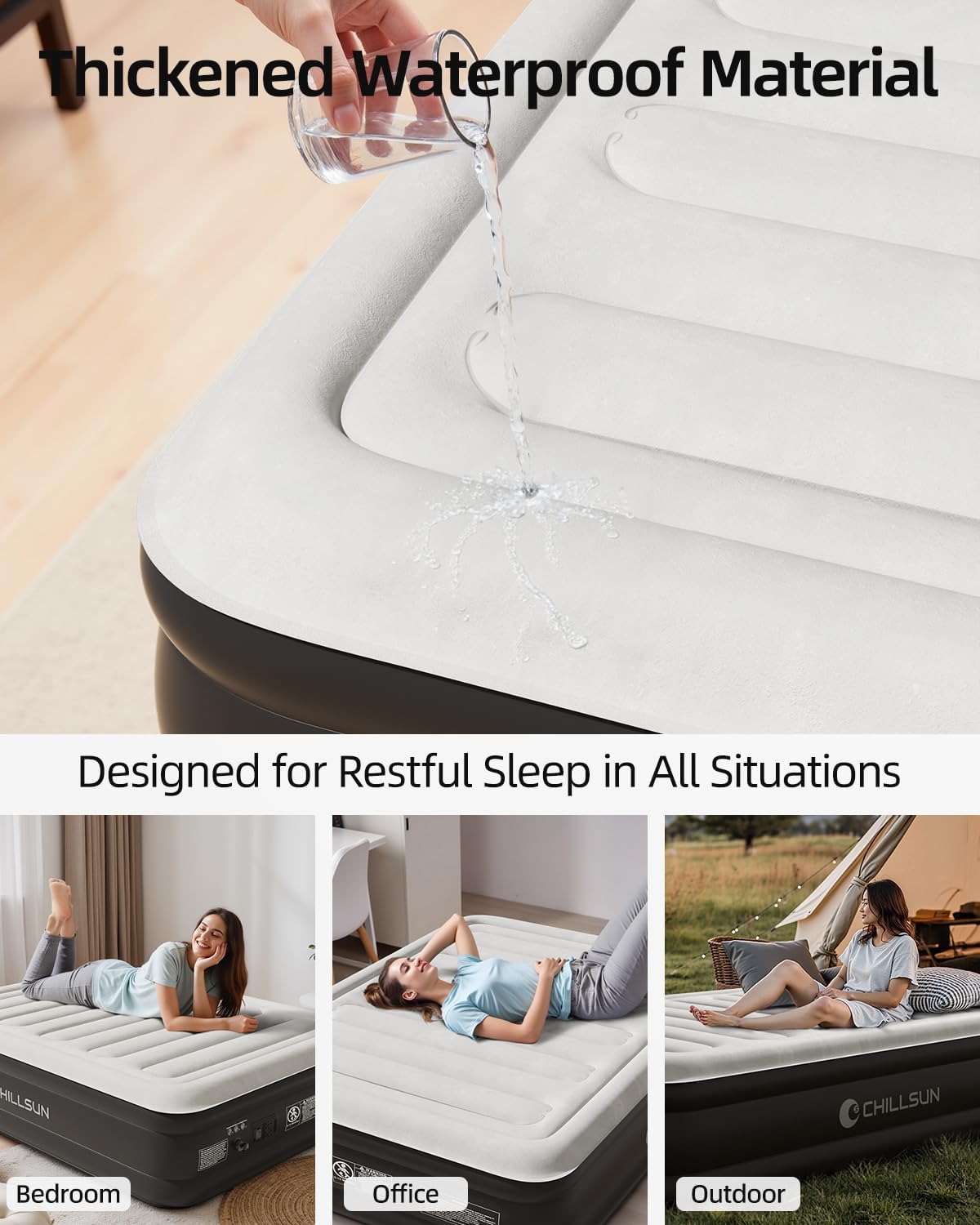 Chillsun Letto Gonfiabile con Pompa Integrata, 190x137x46 cm - immagine 4