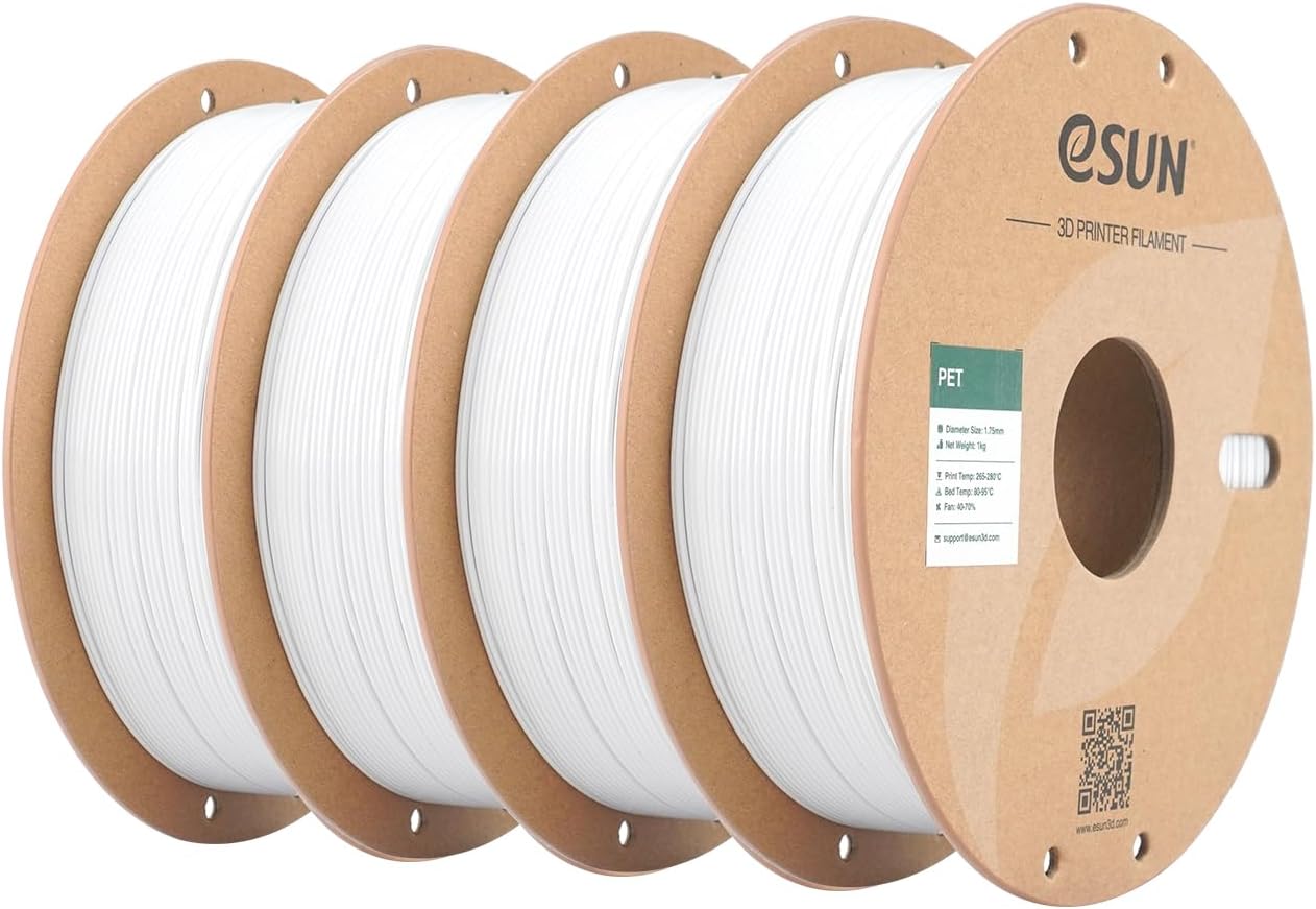 Esun Filamento PET 1,75 mm - 4 Rotoli (4KG), Bianco - immagine 1