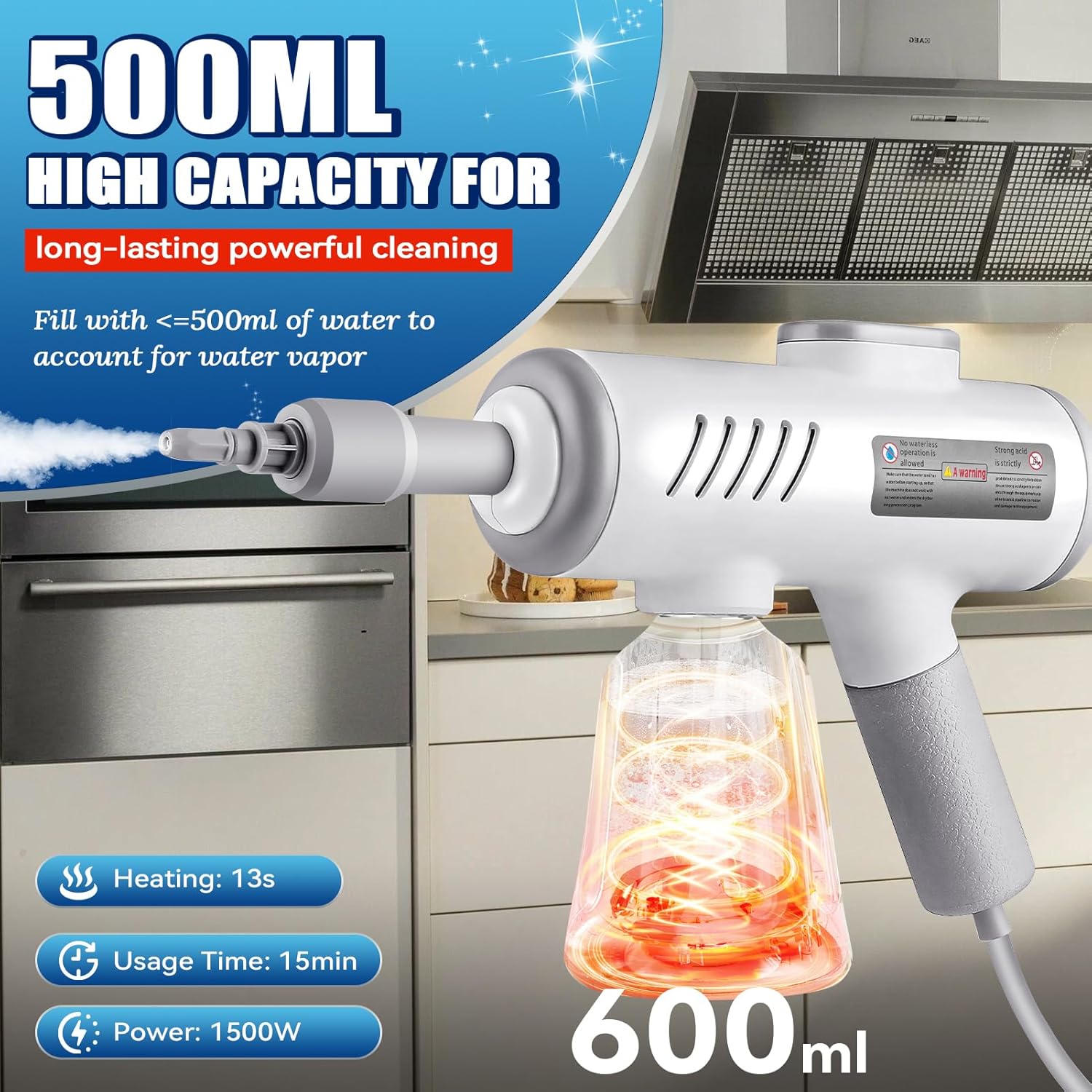 Pulitore a Vapore Portatile 1500W Automatico - immagine 2