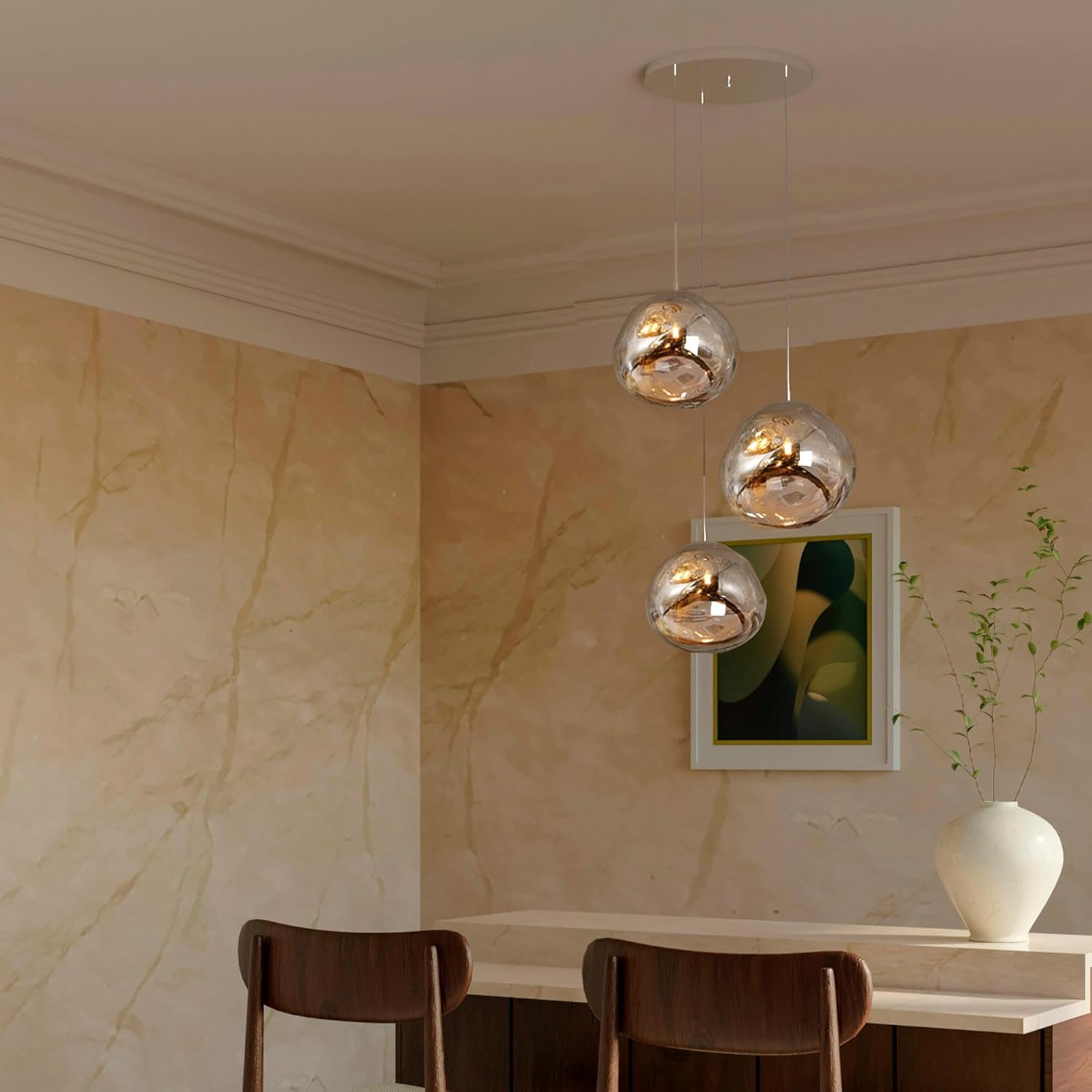 Lampada a sospensione tripla in cristallo "KADNIS" - 3 x E27 - immagine 3