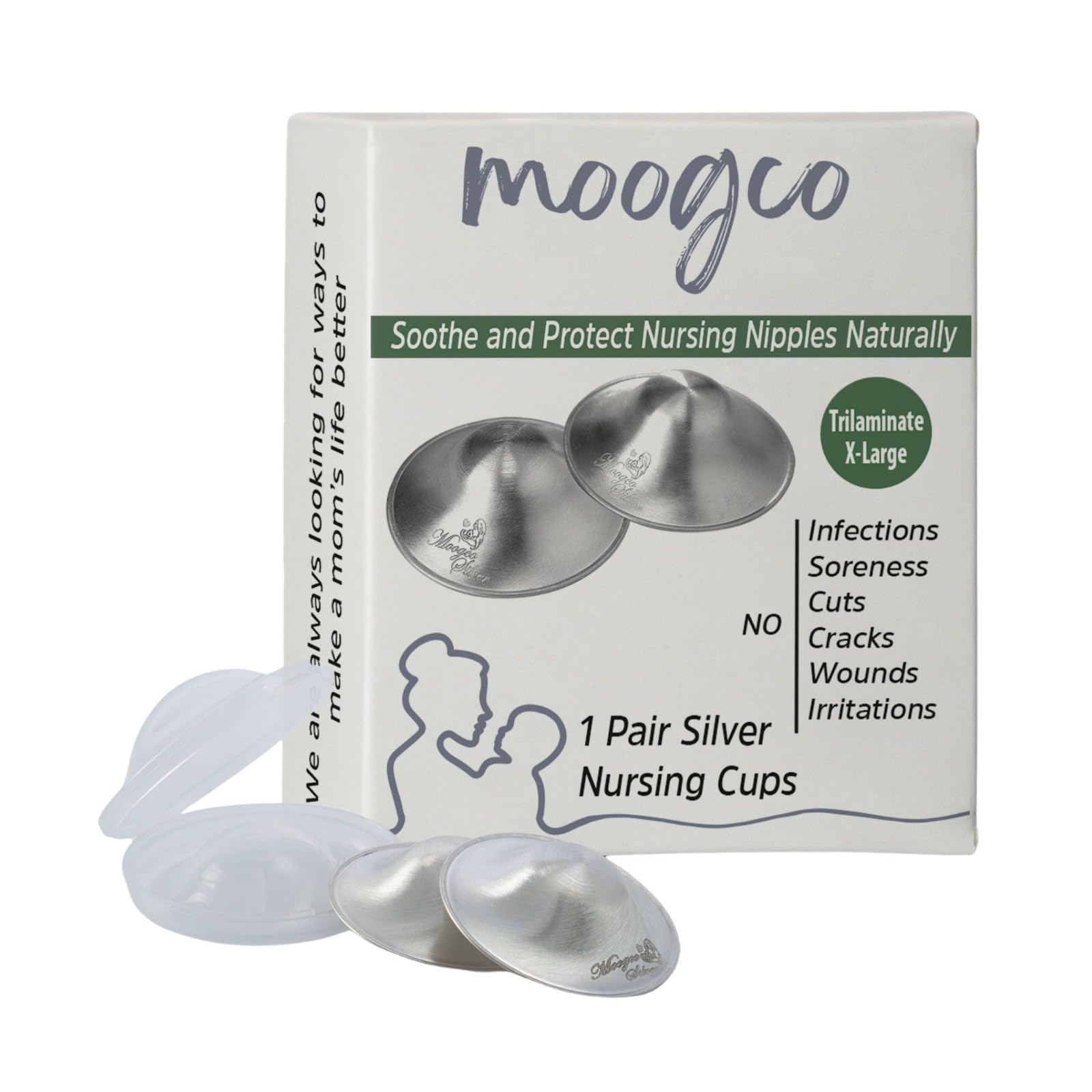 MOOGCO The Original Silver Nursing Cups - Coppe Argento