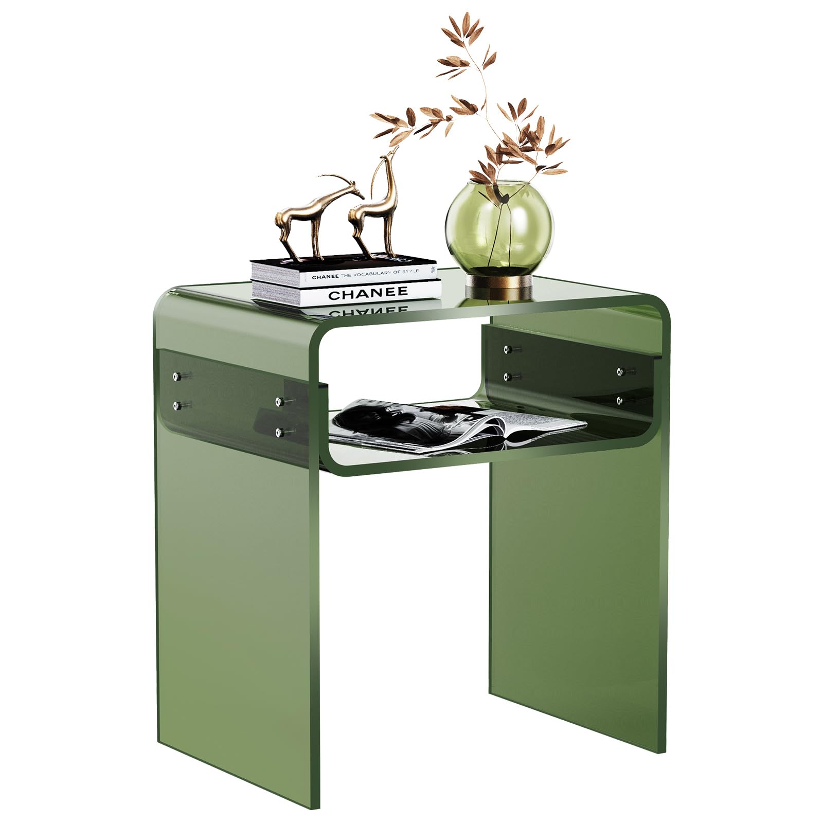 solaround Tavolino da Salotto in Acrilico, Comodino Tavolini Bassi per Soggiorno, Cristallo, 40 x 30 x 50 cm (Verde)